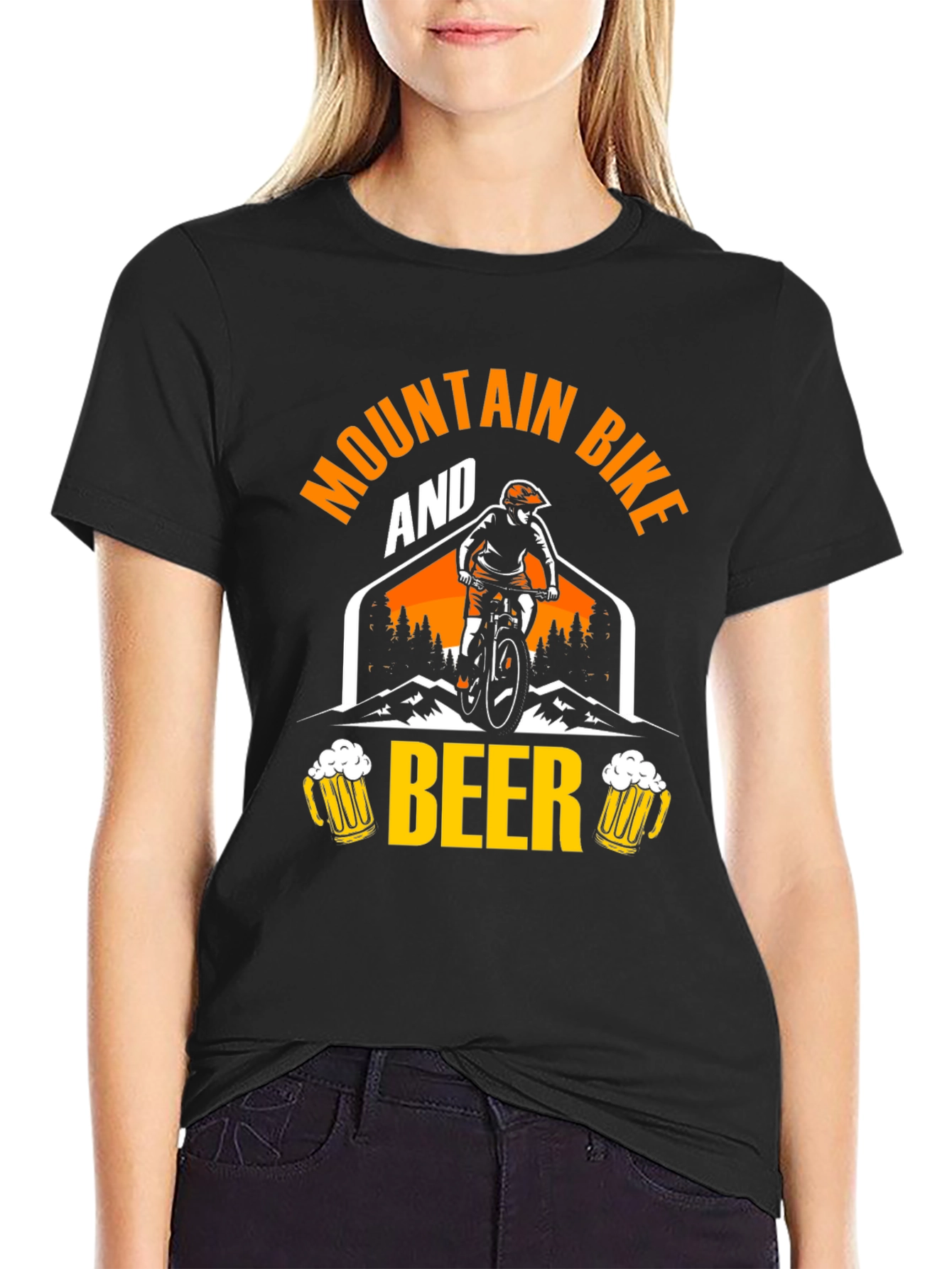 Mountain Bike & Beer Graphic Tee - Black