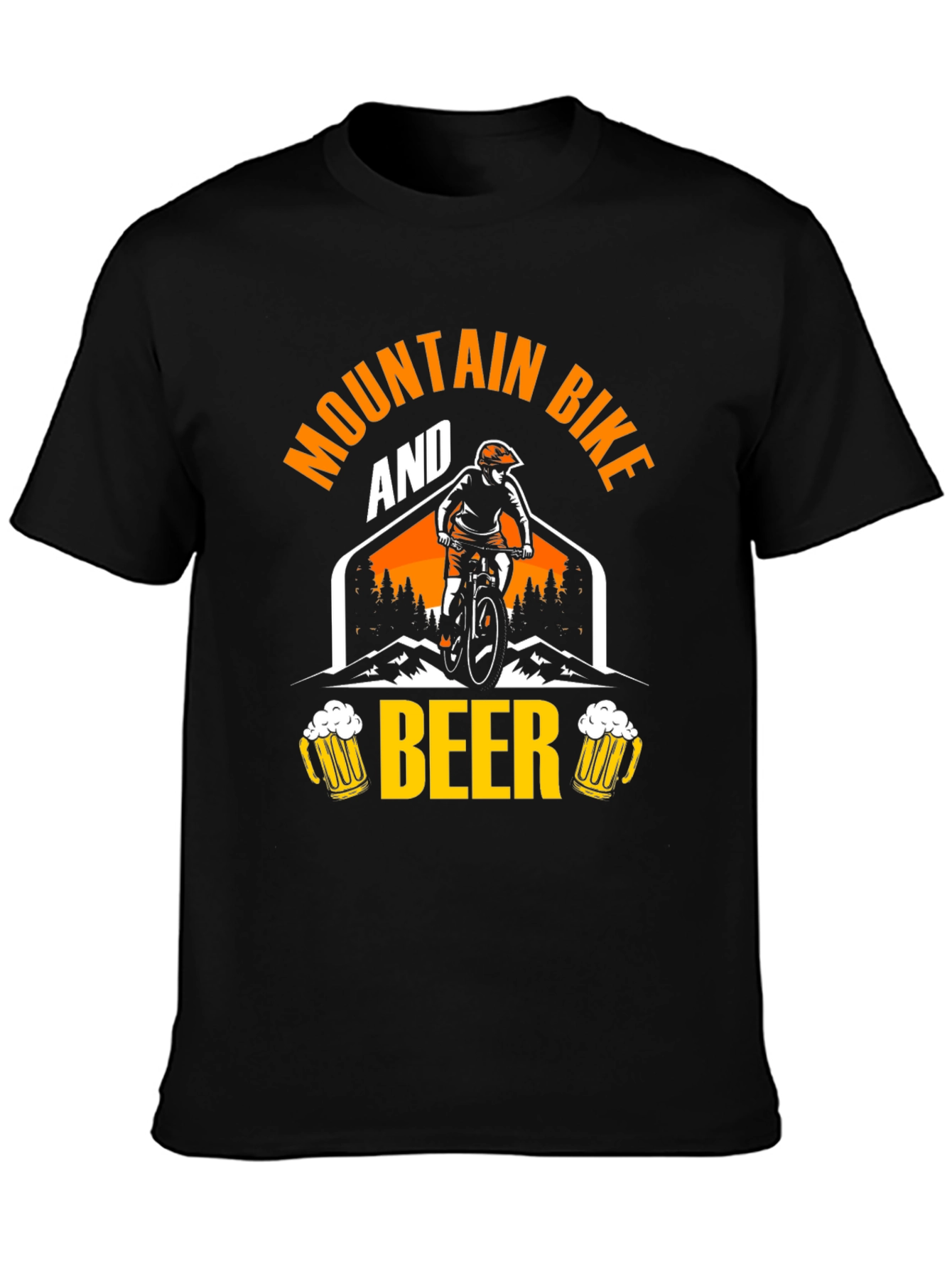 Mountain Bike & Beer Graphic Tee - Black