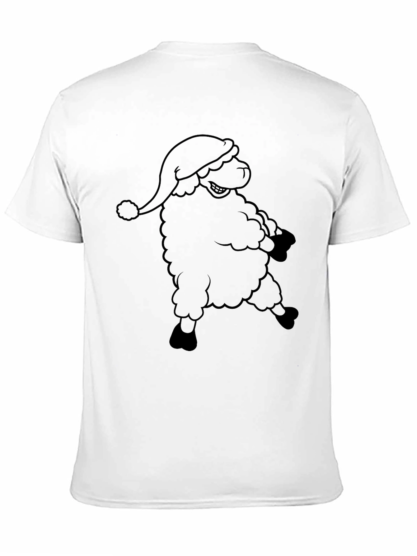 Novelty Santa Sheep Graphic Black T-Shirt