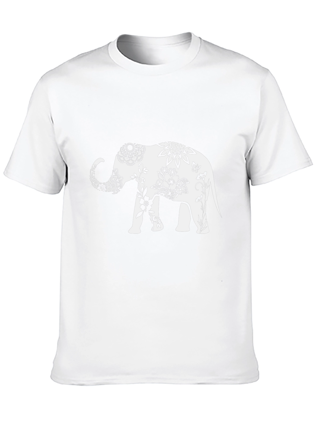 Elephant Floral Graphic Tee - Black Cotton Blend