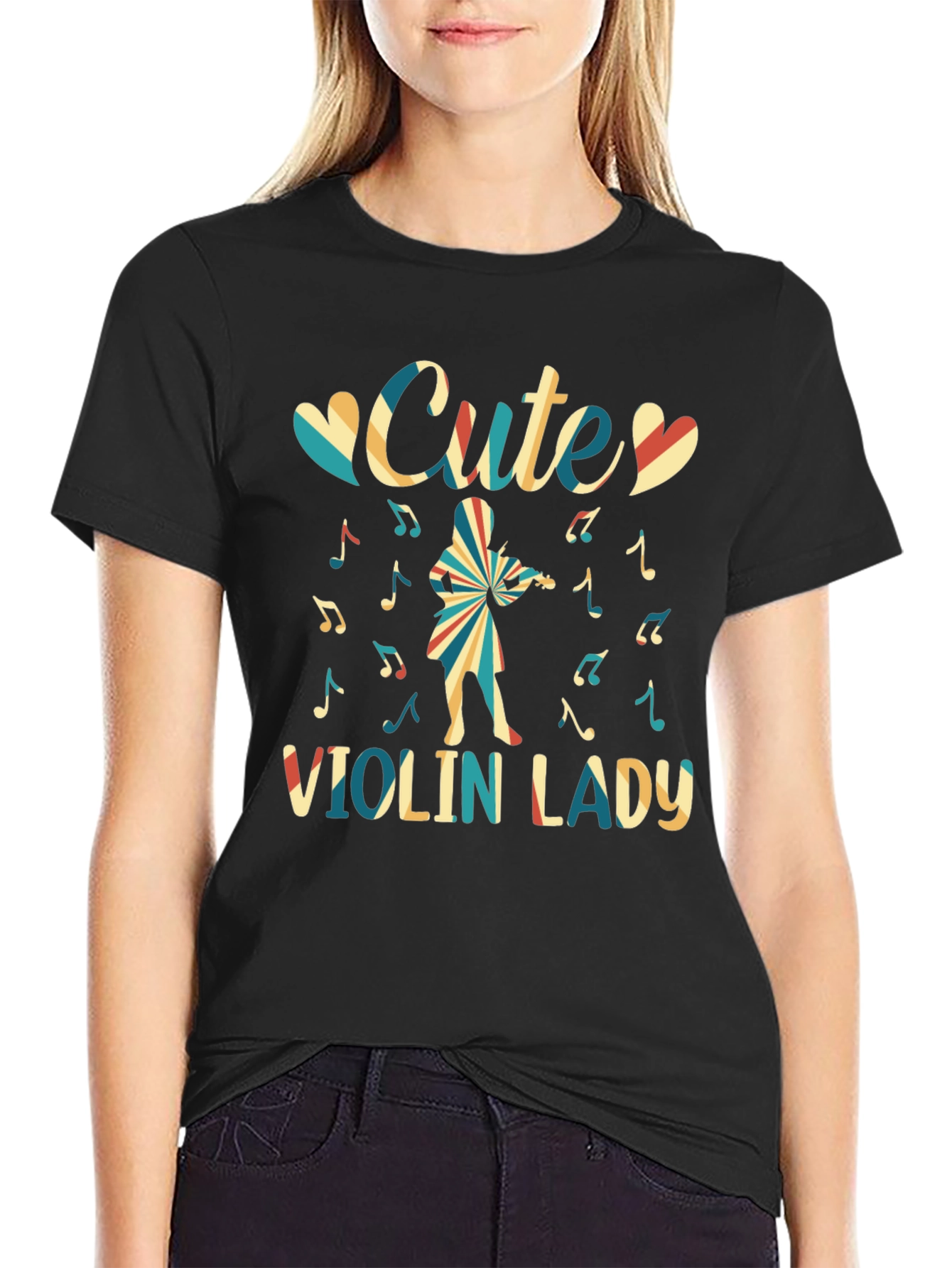 Cute Violin Lady Graphic Tee