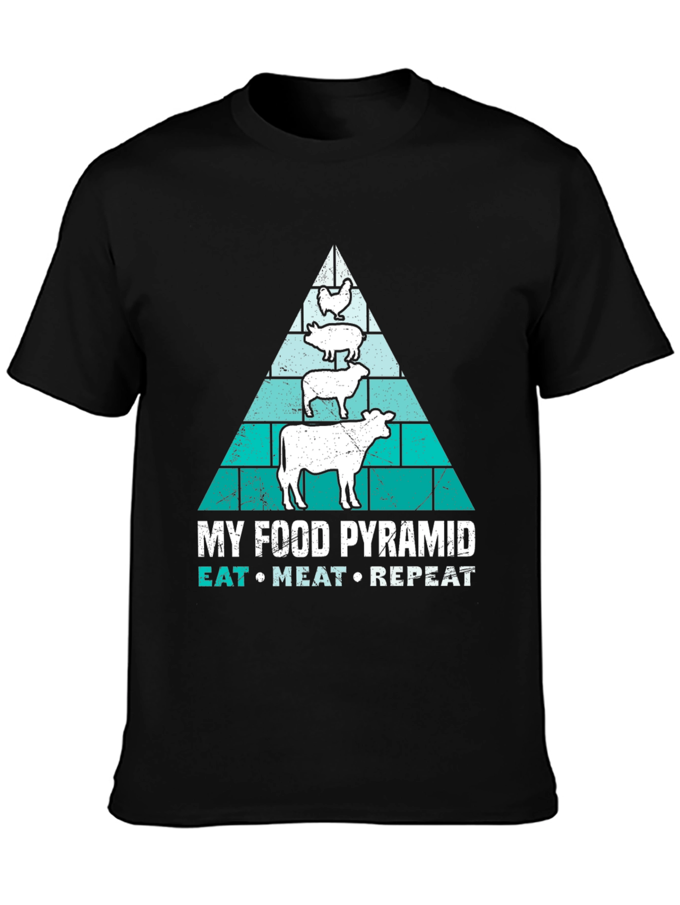 Meat Lovers Food Pyramid T-Shirt - Eat Meat Repeat