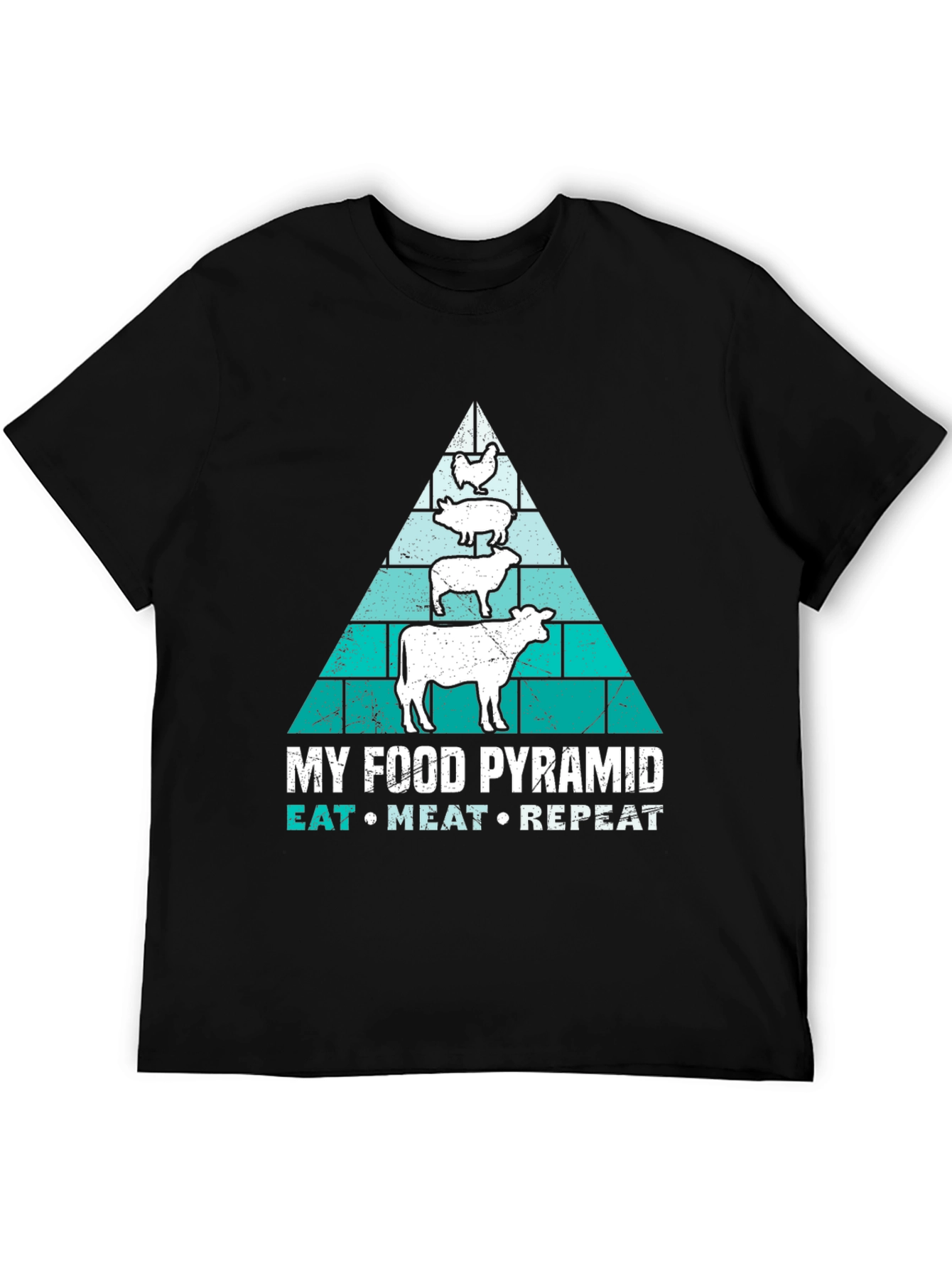 Meat Lovers Food Pyramid T-Shirt - Eat Meat Repeat