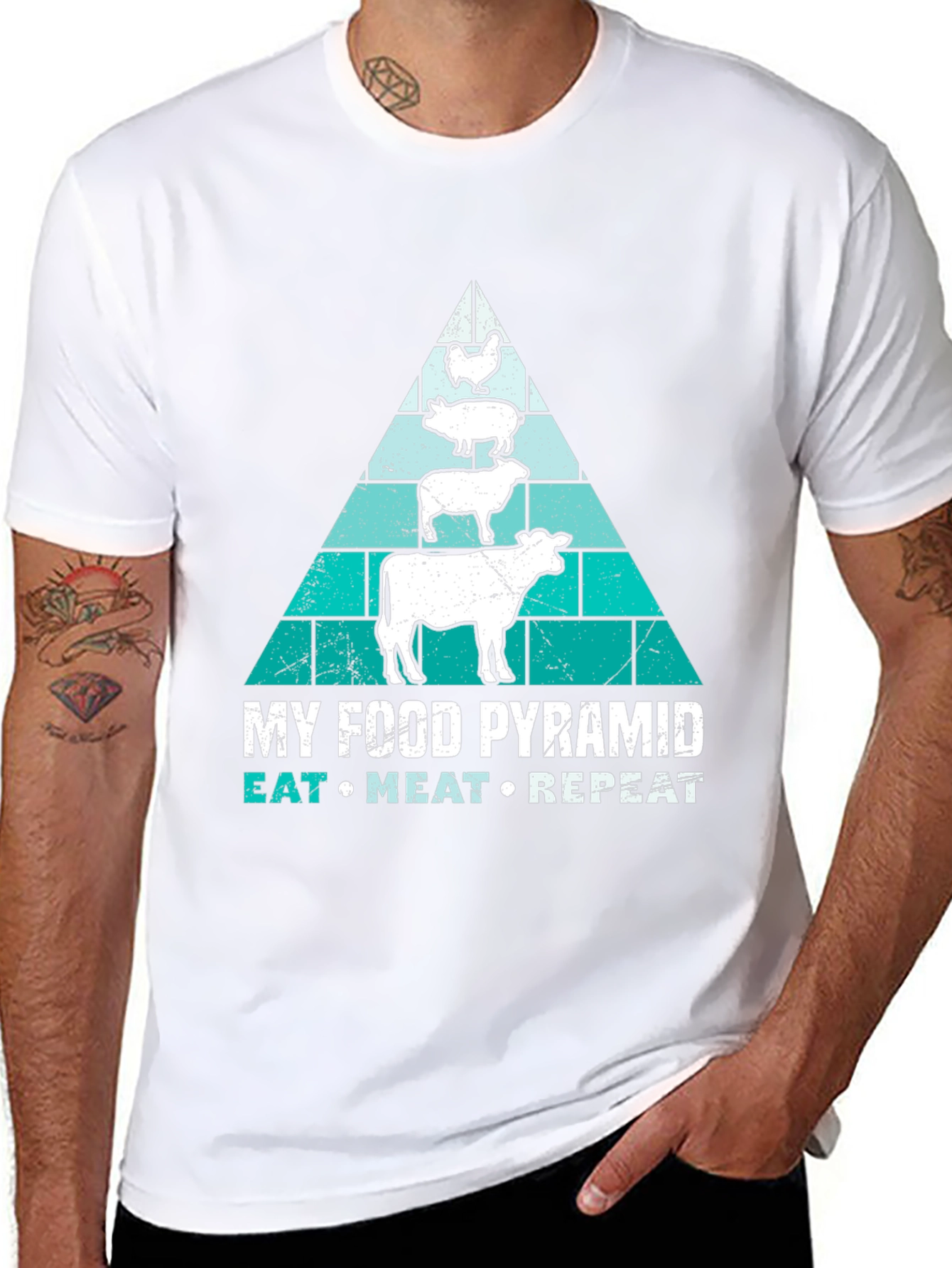 Meat Lovers Food Pyramid T-Shirt - Eat Meat Repeat