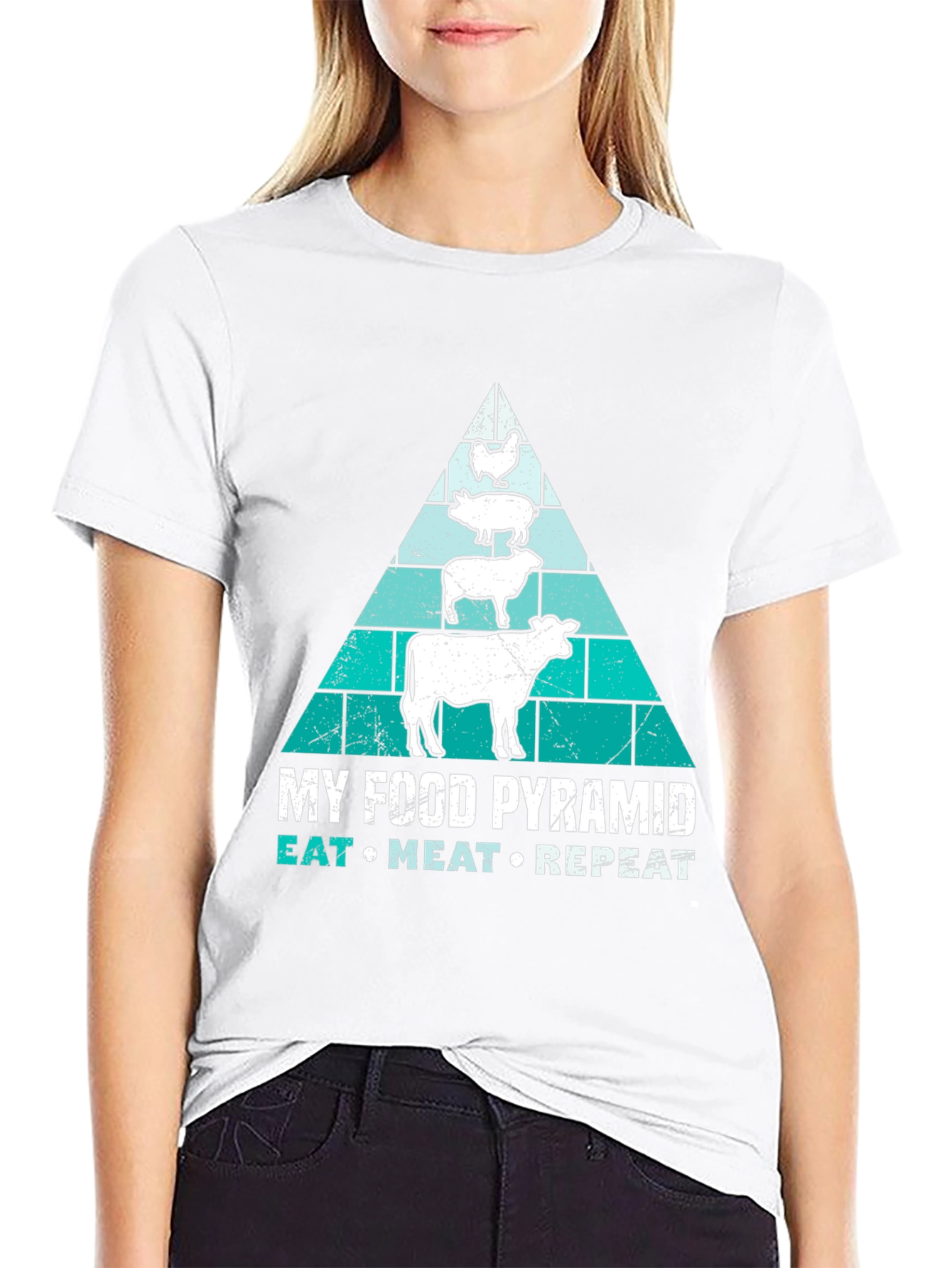 Meat Lovers Food Pyramid T-Shirt - Eat Meat Repeat
