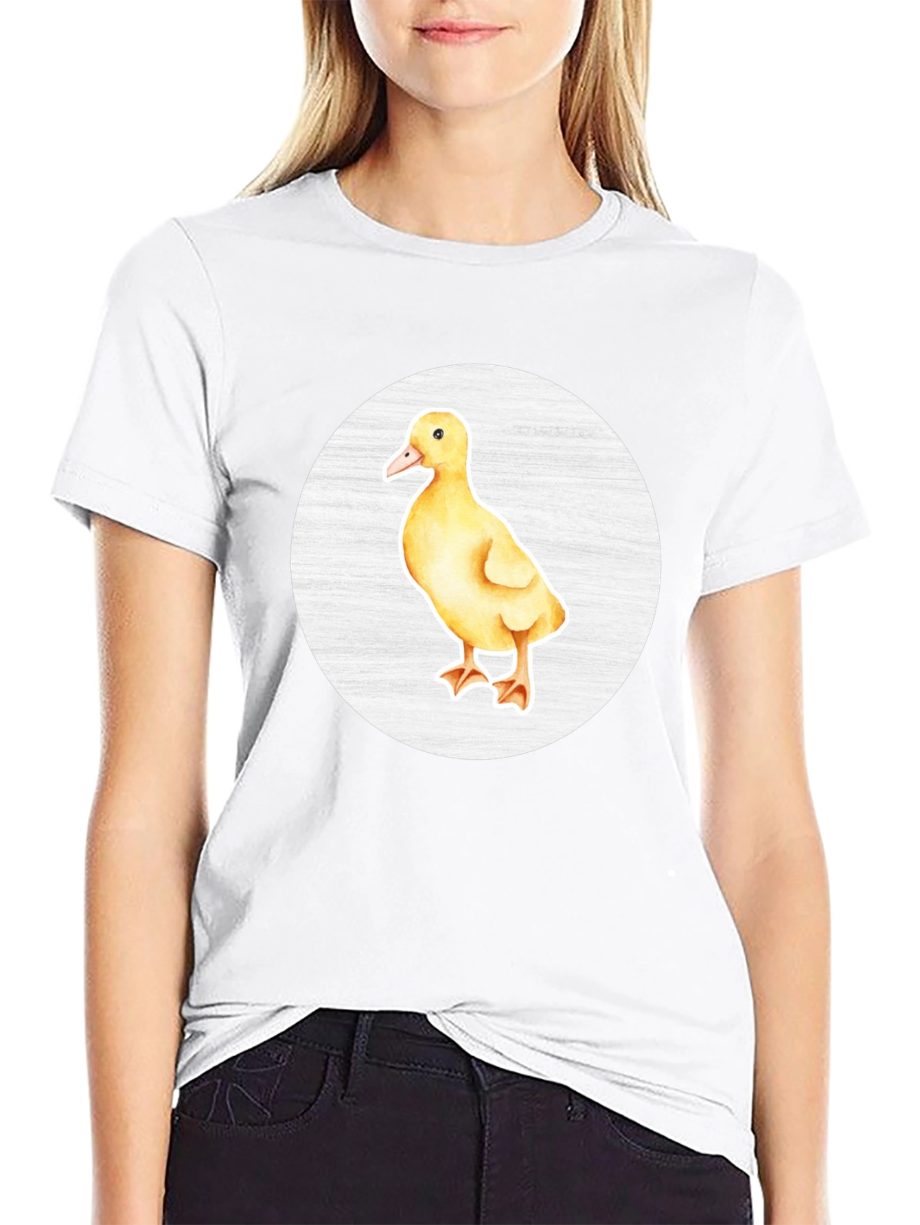 Cute Duckling Graphic Tee - Black Cotton T-Shirt