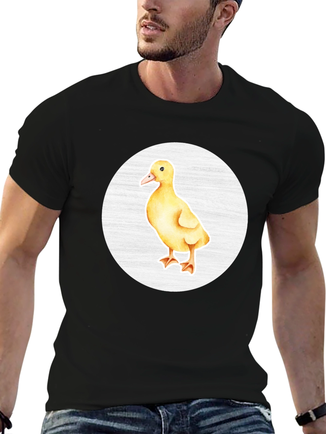 Cute Duckling Graphic Tee - Black Cotton T-Shirt