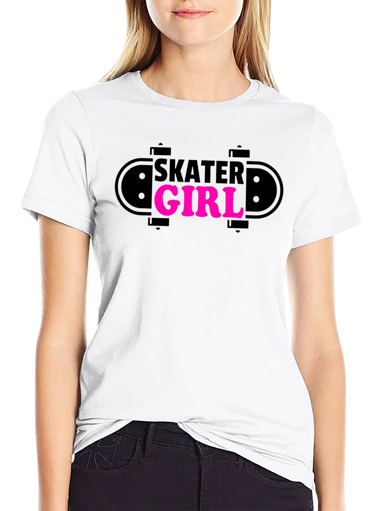 Skater Girl Graphic Tee - Trendy Skateboarder Design
