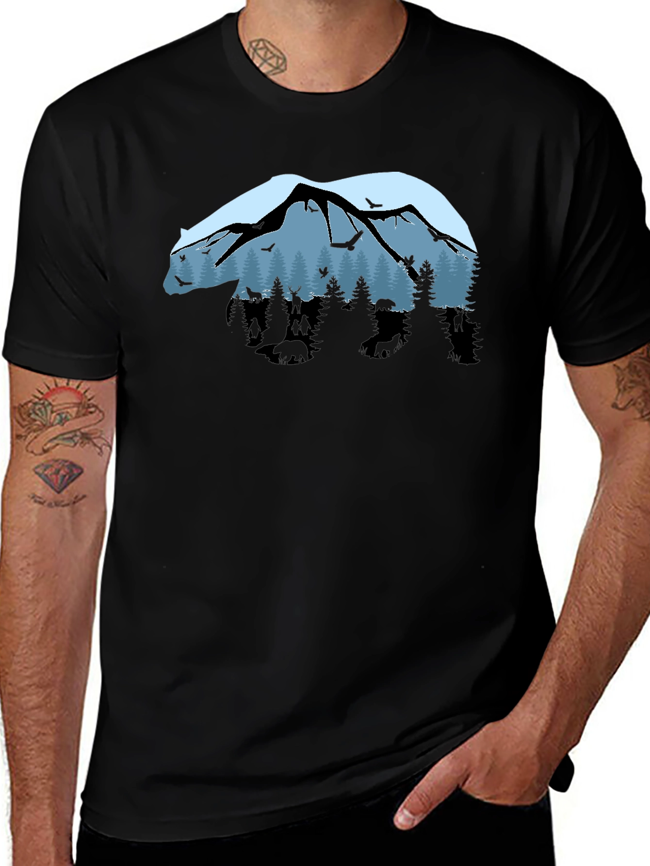 Nature Bear Graphic Tee - Outdoor Adventure Shirt