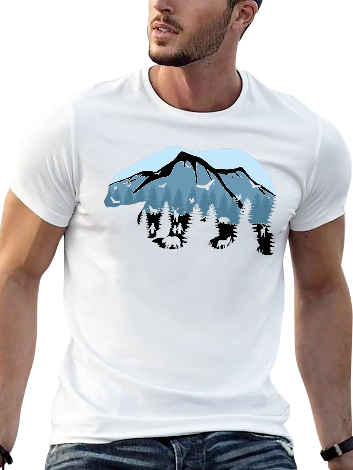Nature Bear Graphic Tee - Outdoor Adventure Shirt