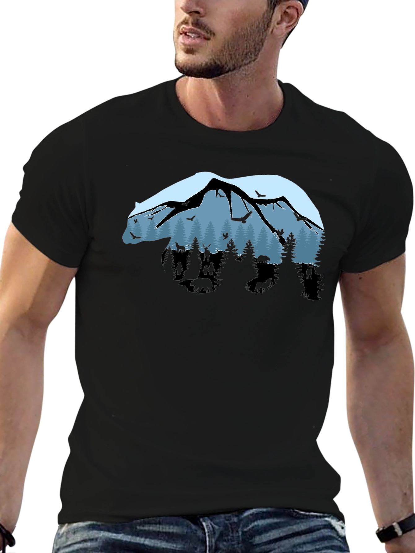 Nature Bear Graphic Tee - Outdoor Adventure Shirt