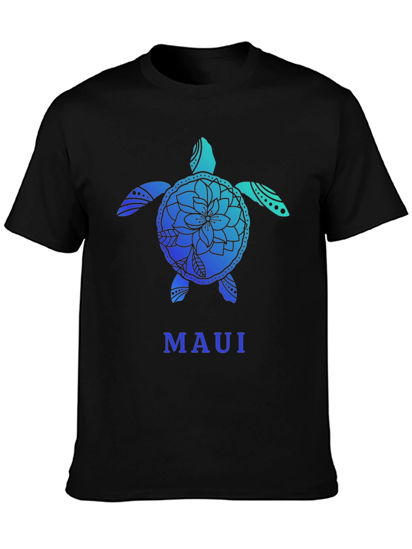 Maui Turtle Graphic Tee - Black Cotton T-Shirt