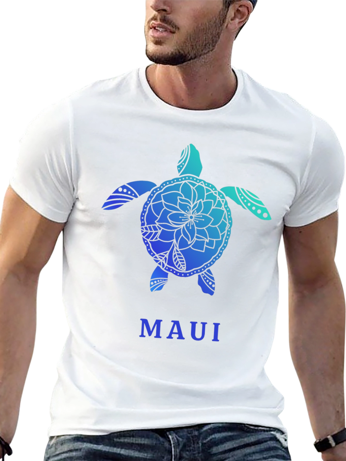 Maui Turtle Graphic Tee - Black Cotton T-Shirt