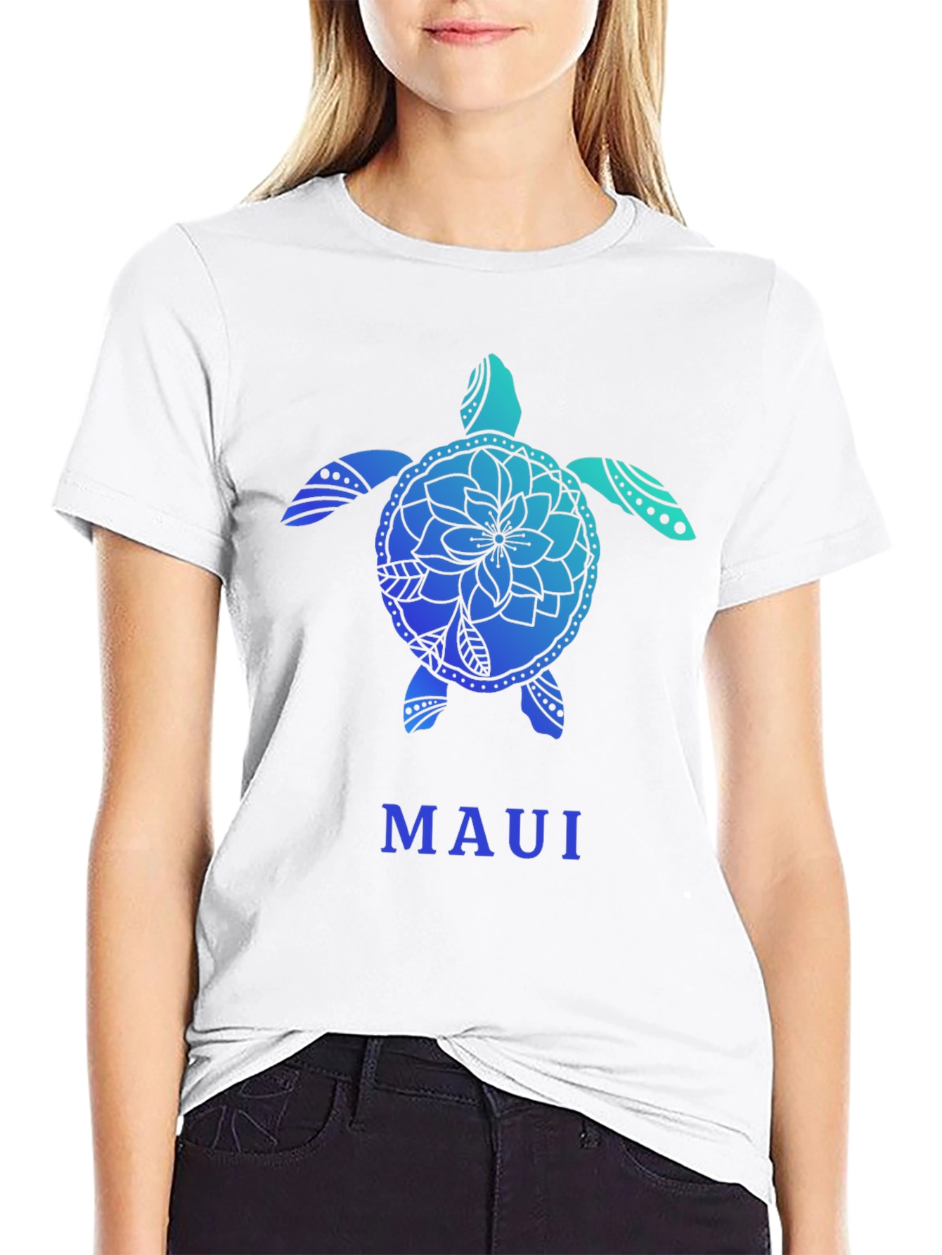 Maui Turtle Graphic Tee - Black Cotton T-Shirt