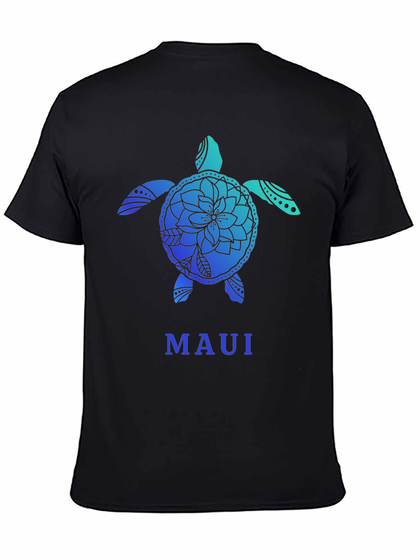Maui Turtle Graphic Tee - Black Cotton T-Shirt