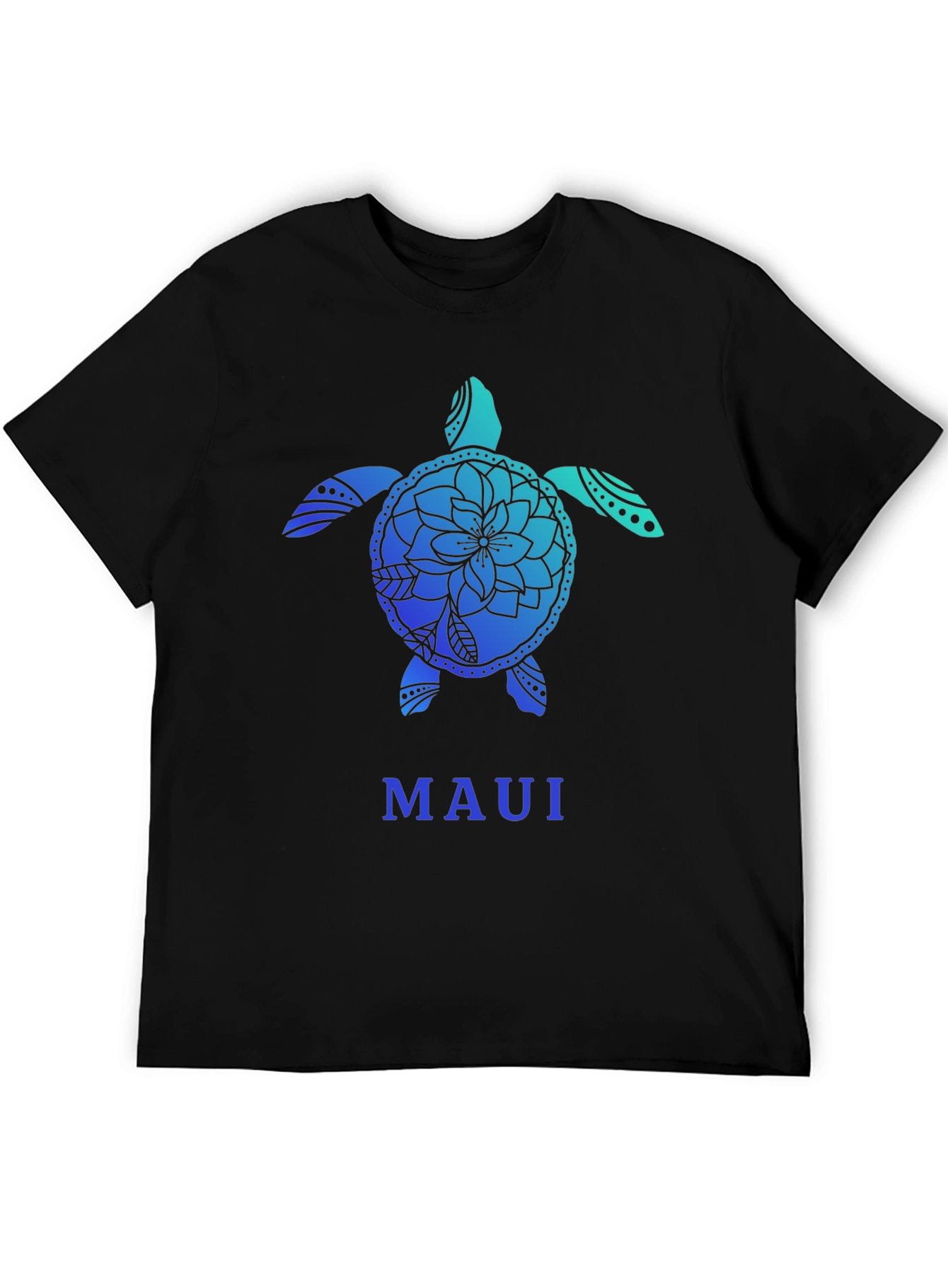 Maui Turtle Graphic Tee - Black Cotton T-Shirt