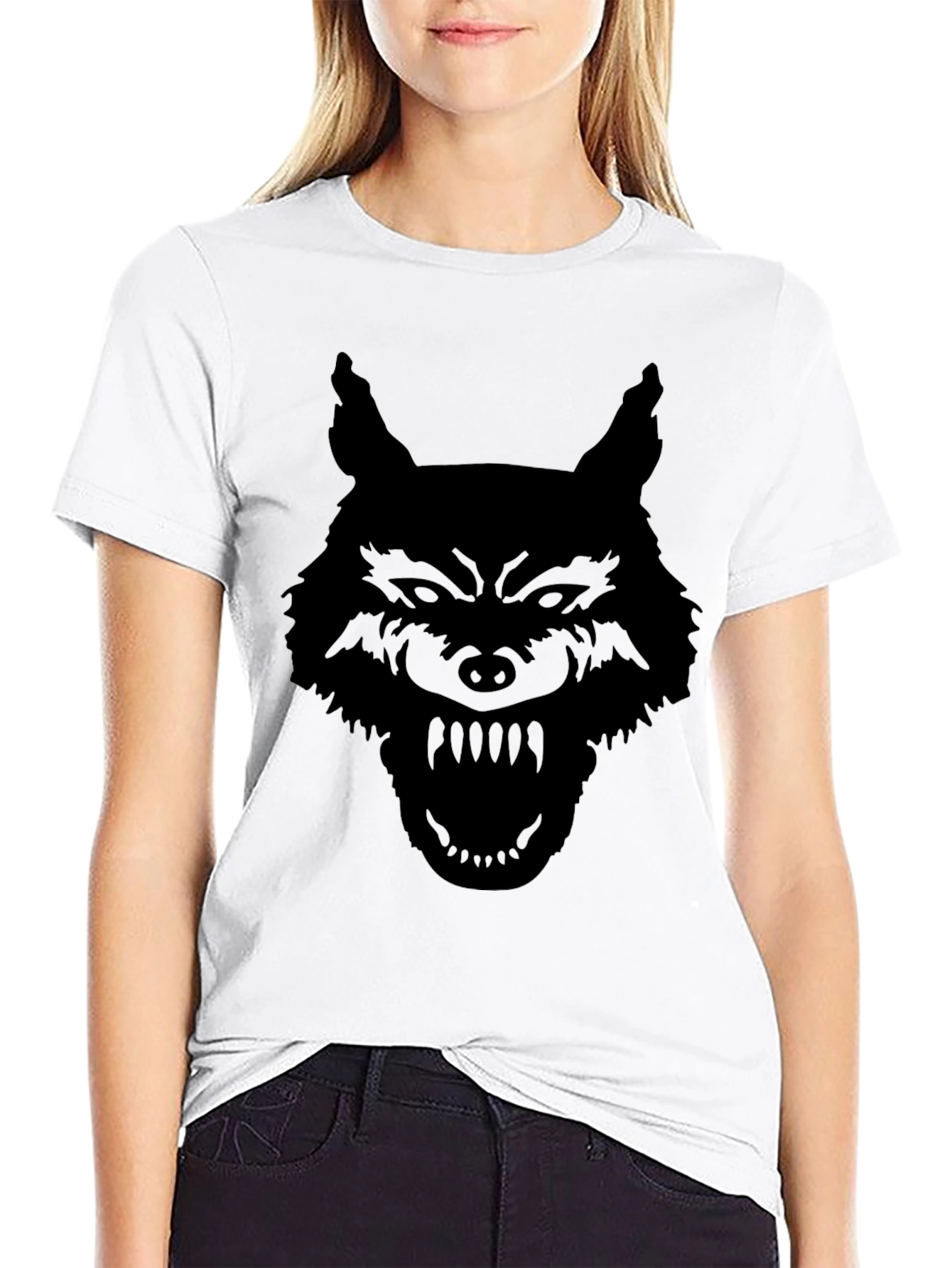 Mens Black Wolf Graphic T-Shirt