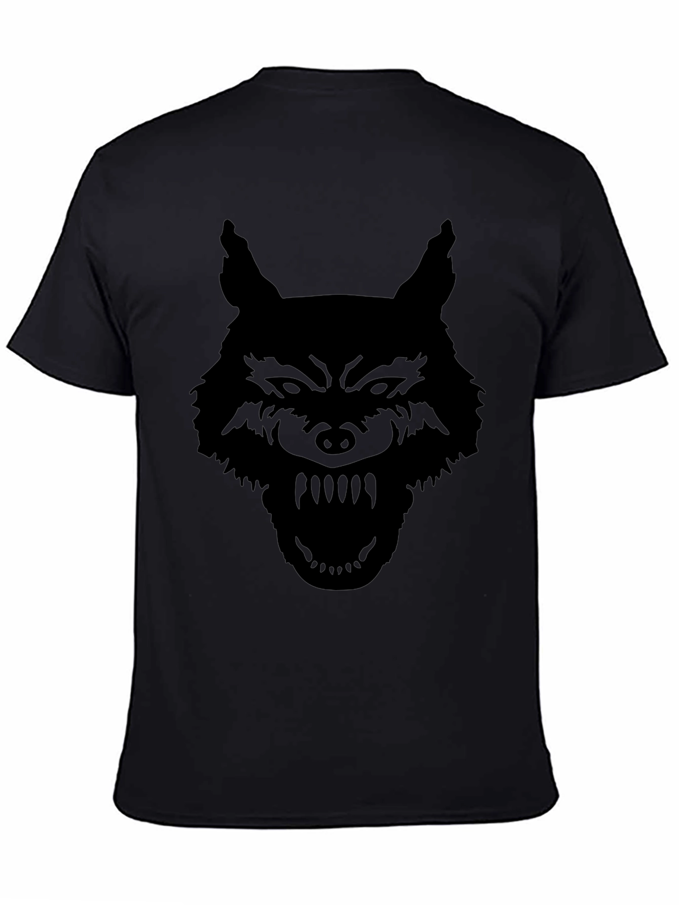 Mens Black Wolf Graphic T-Shirt