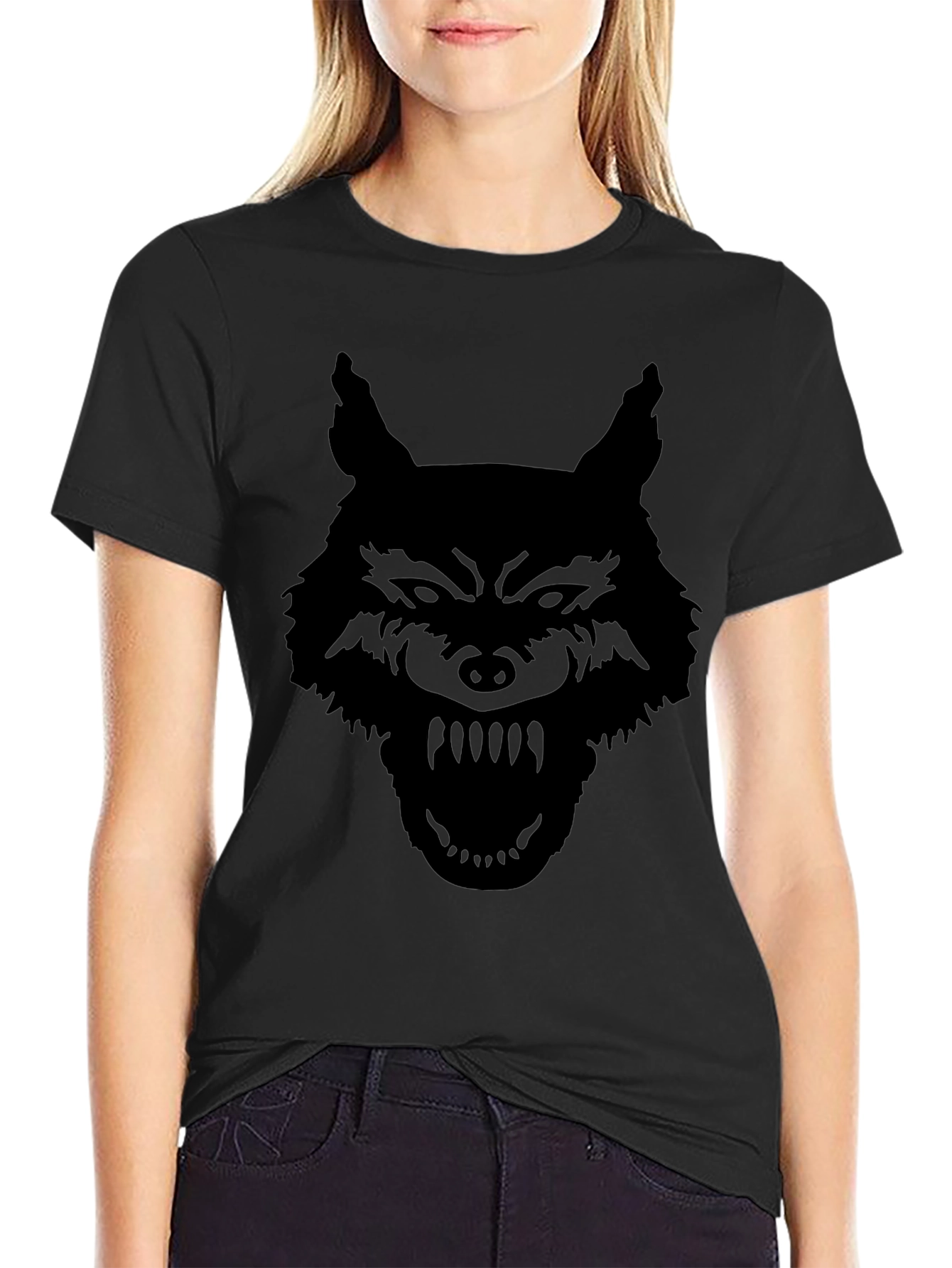 Mens Black Wolf Graphic T-Shirt