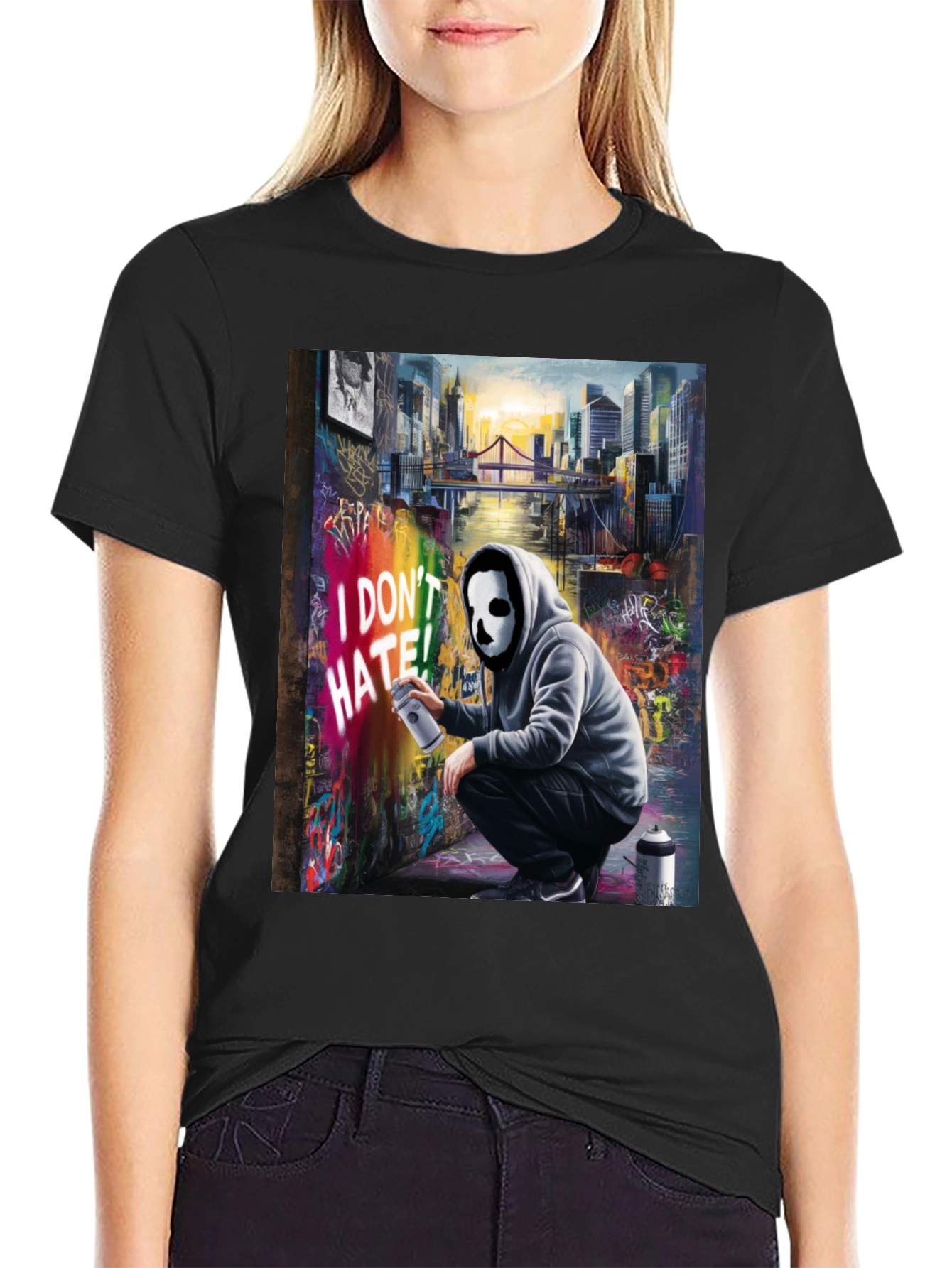 I Dont HATE! Graffiti Mask T-Shirt