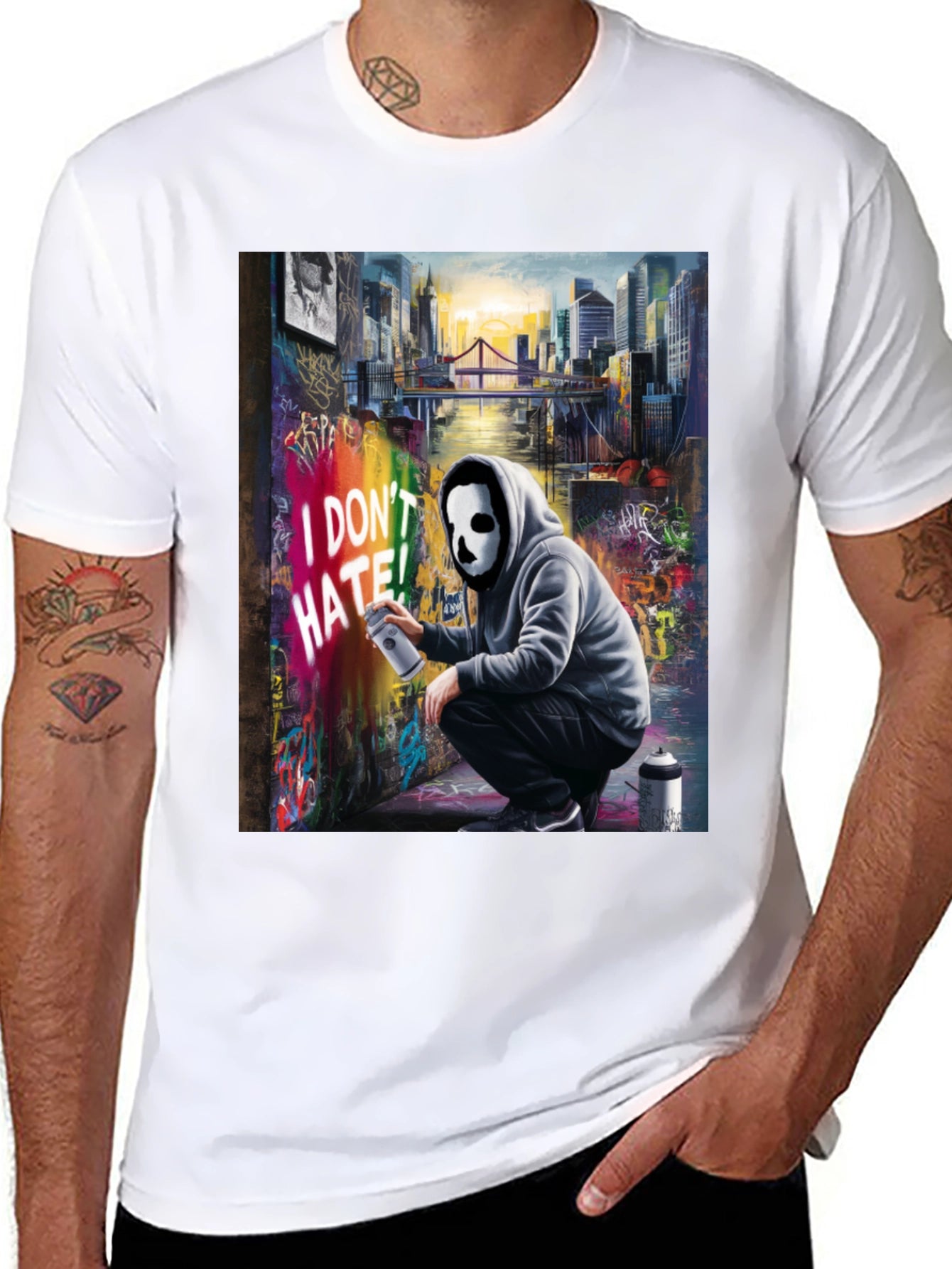 I Dont HATE! Graffiti Mask T-Shirt