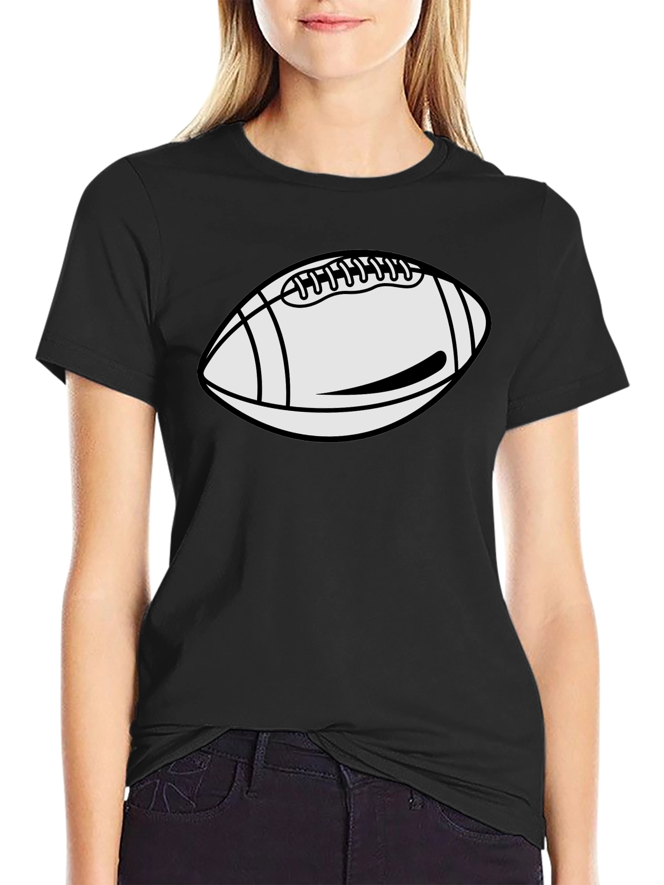 Football Graphic Tee - Casual Black T-Shirt
