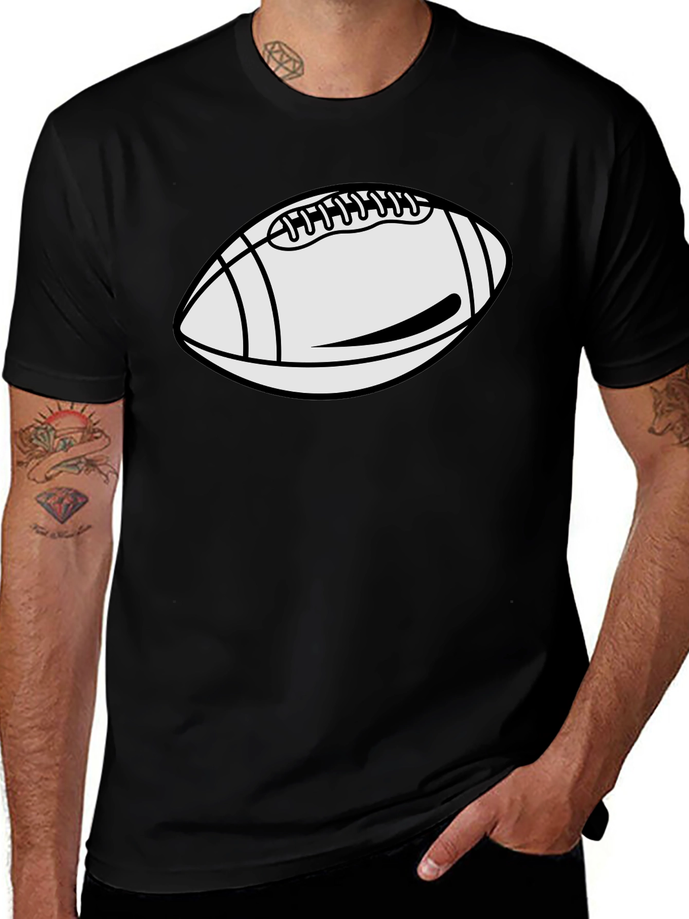 Football Graphic Tee - Casual Black T-Shirt