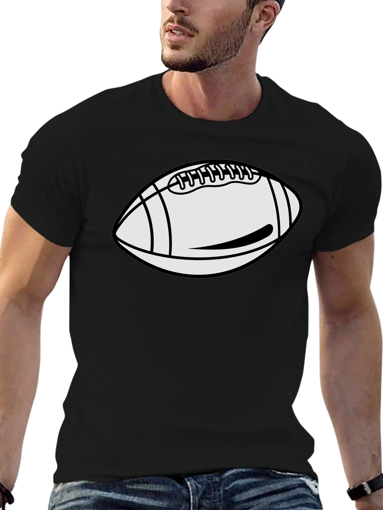 Football Graphic Tee - Casual Black T-Shirt