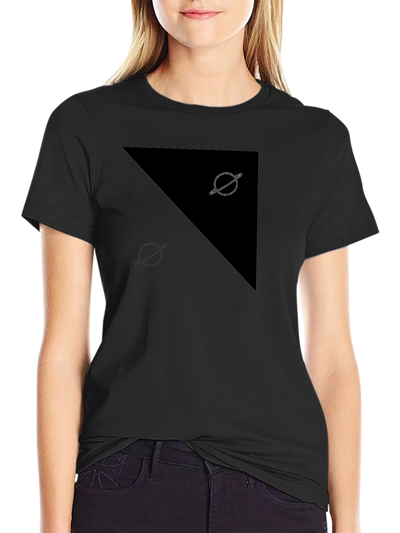 Abstract Planet Graphic Tee - Black Casual Shirt