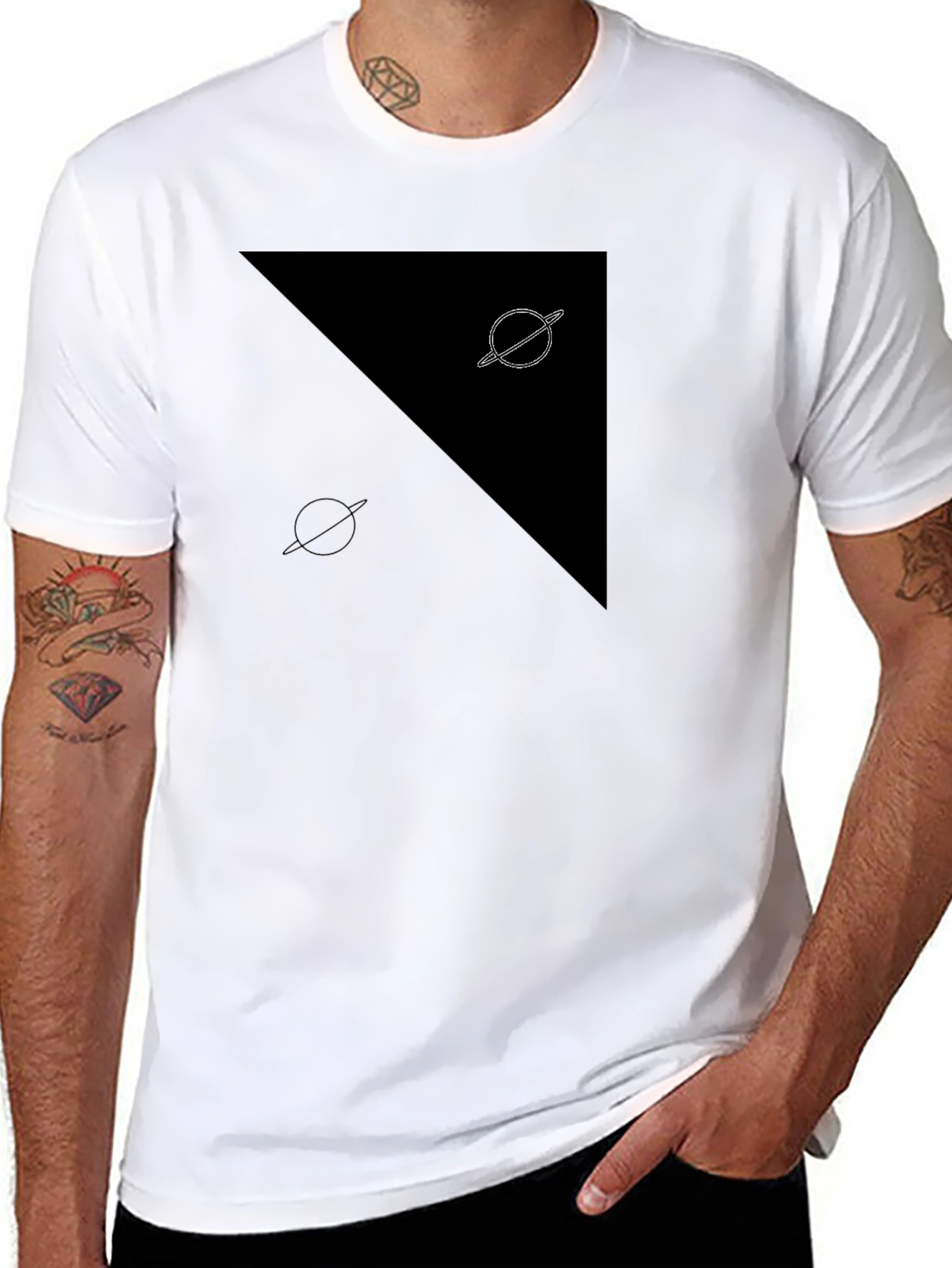 Abstract Planet Graphic Tee - Black Casual Shirt
