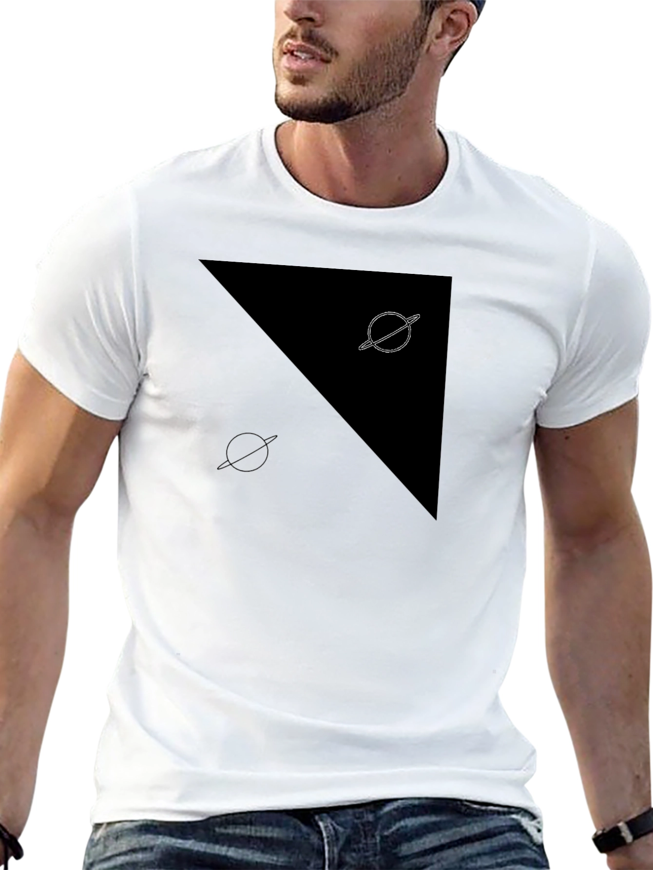 Abstract Planet Graphic Tee - Black Casual Shirt