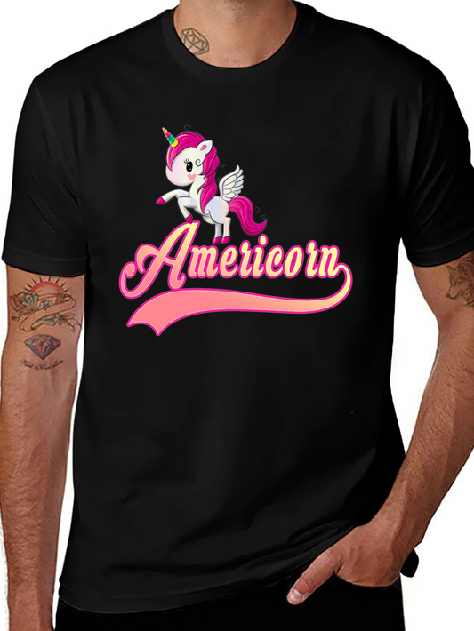 Americorn Graphic T-Shirt - Pink Unicorn Novelty Tee