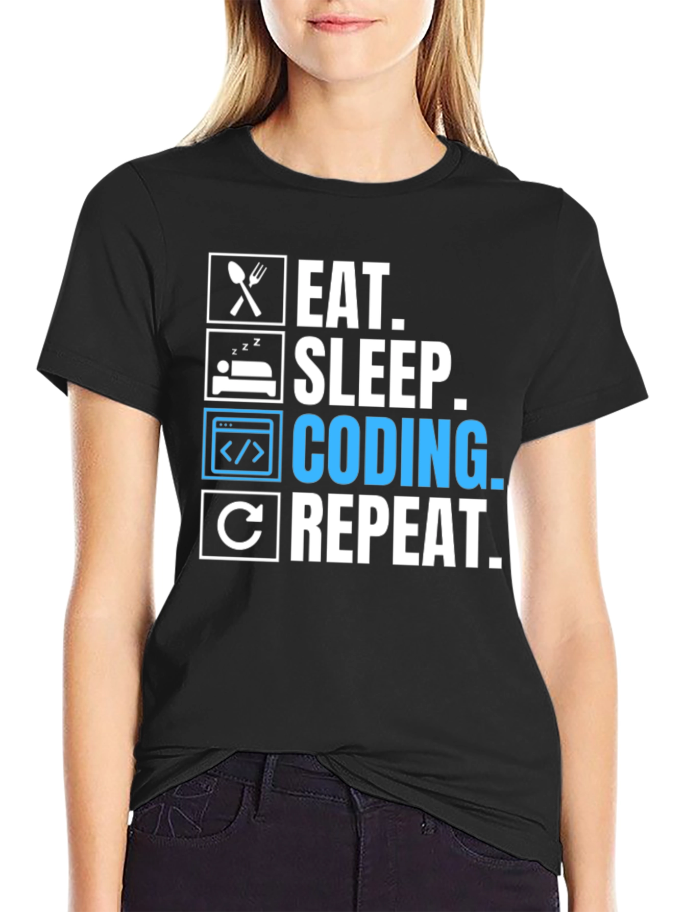 Eat Sleep Coding Repeat Graphic Tee - Programmer T-Shirt