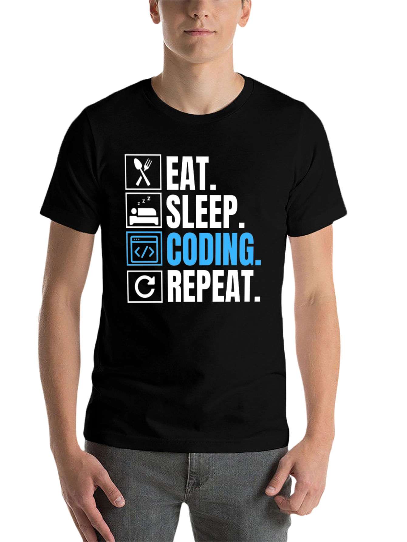 Eat Sleep Coding Repeat Graphic Tee - Programmer T-Shirt