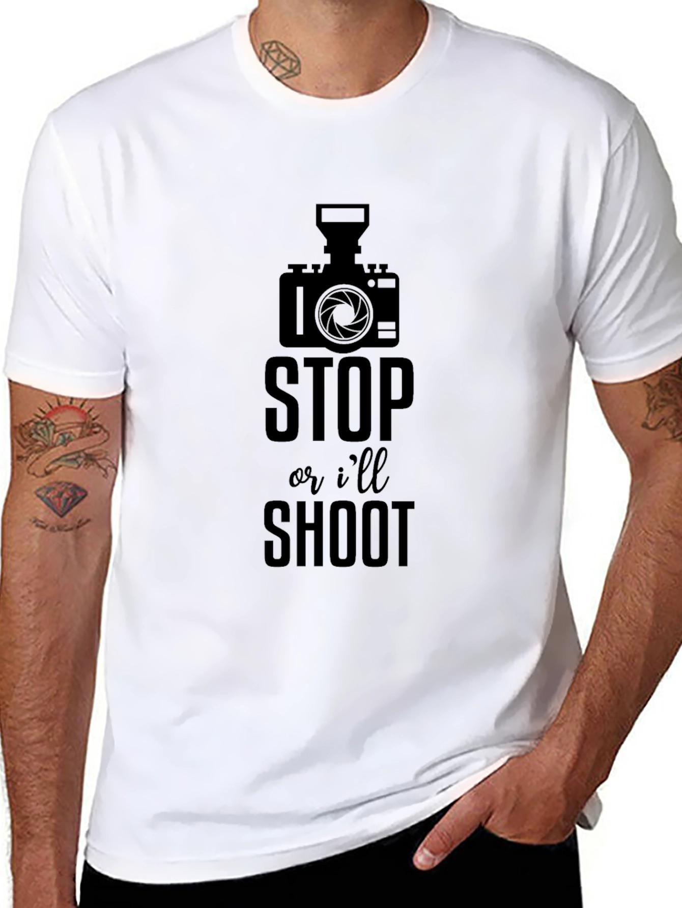 Funny Photographer T-Shirt - Stop Or Ill Shoot!