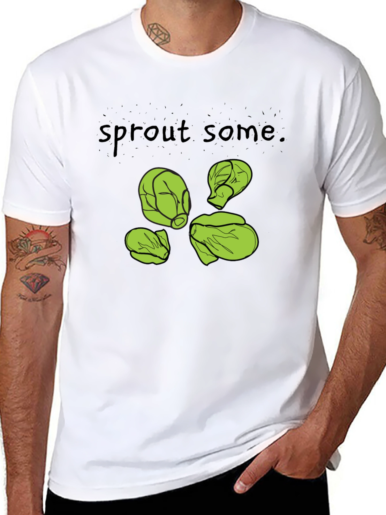 Sprout Some T-Shirt -  Black Cotton Humorous Design