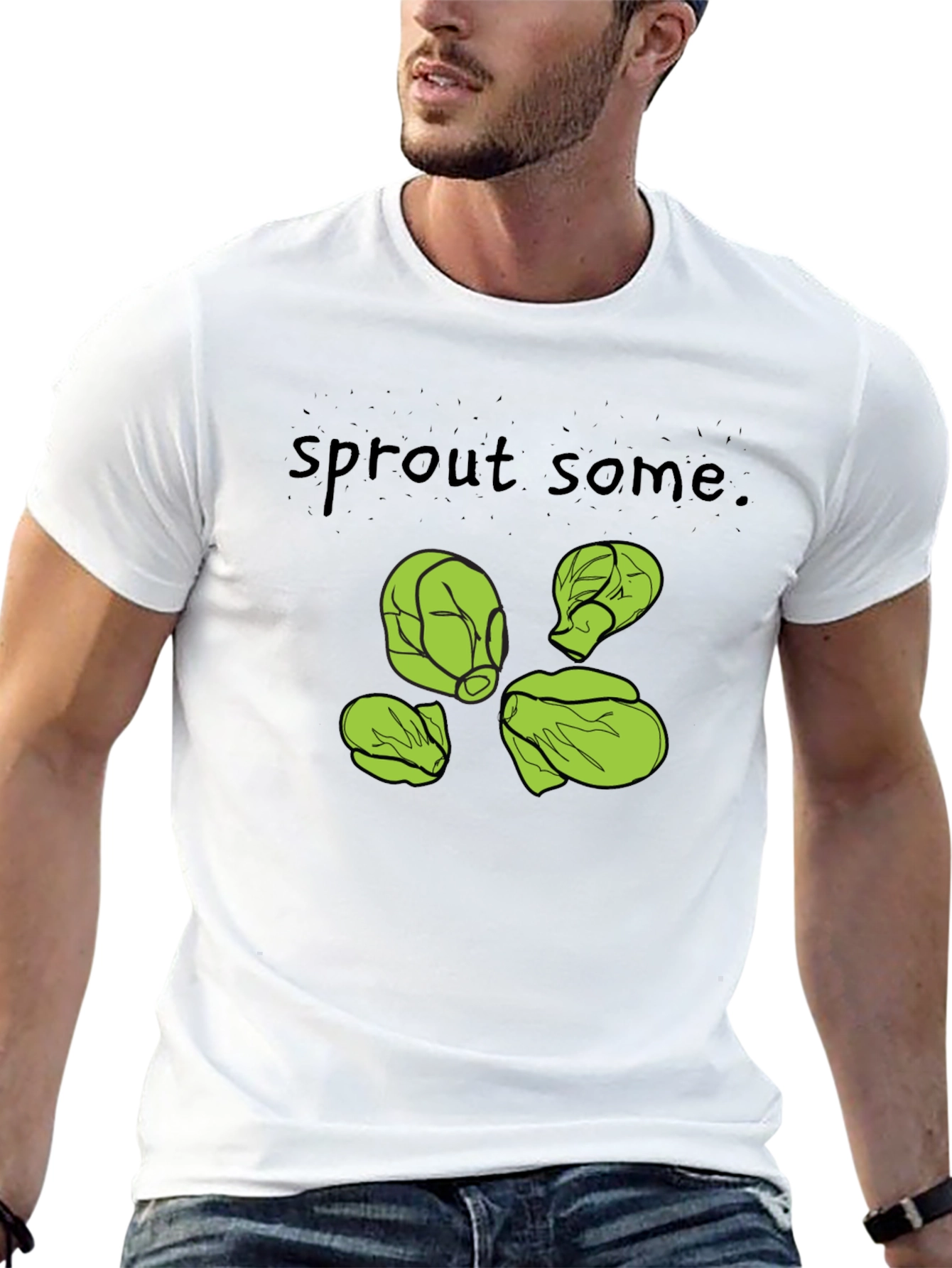 Sprout Some T-Shirt -  Black Cotton Humorous Design