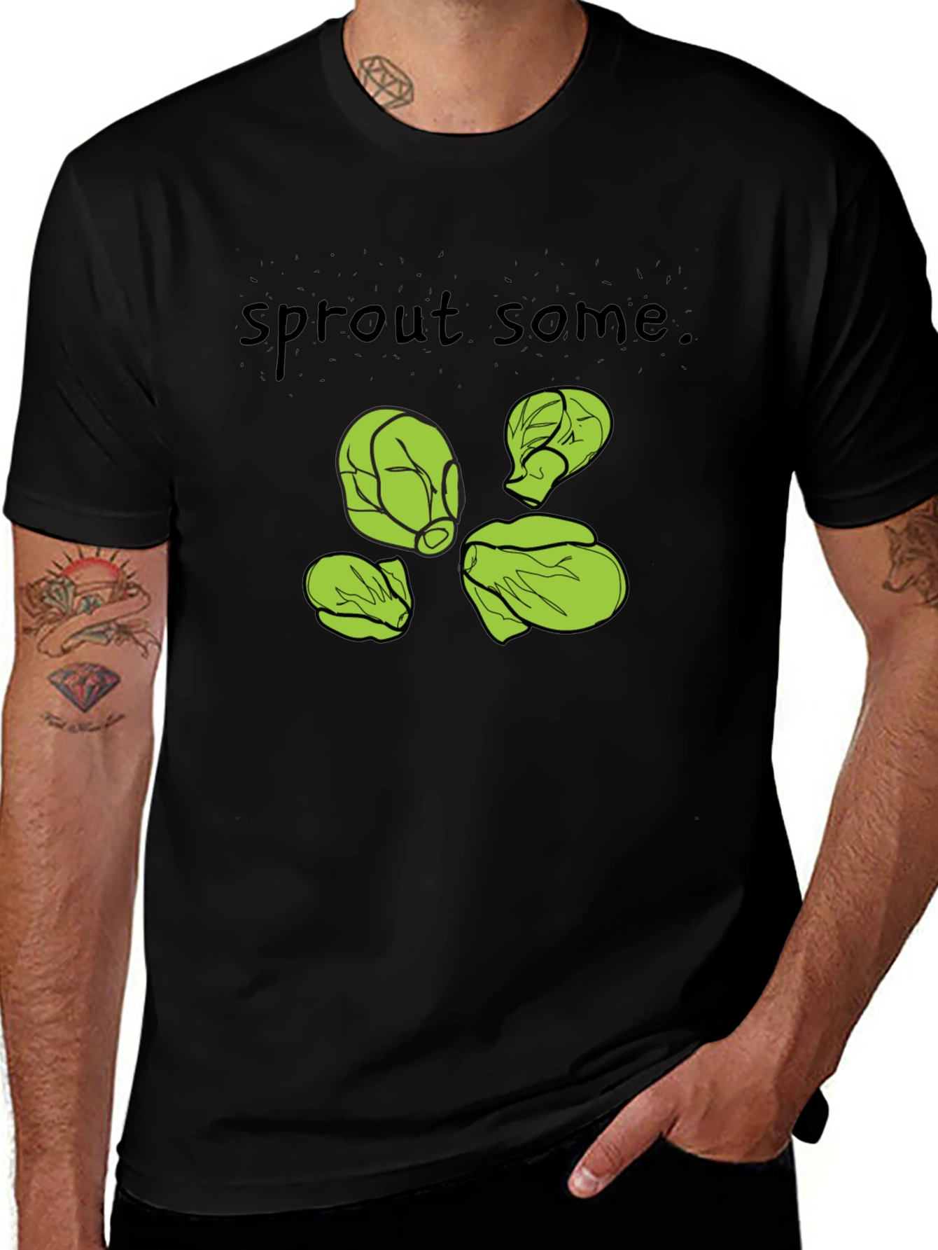 Sprout Some T-Shirt -  Black Cotton Humorous Design