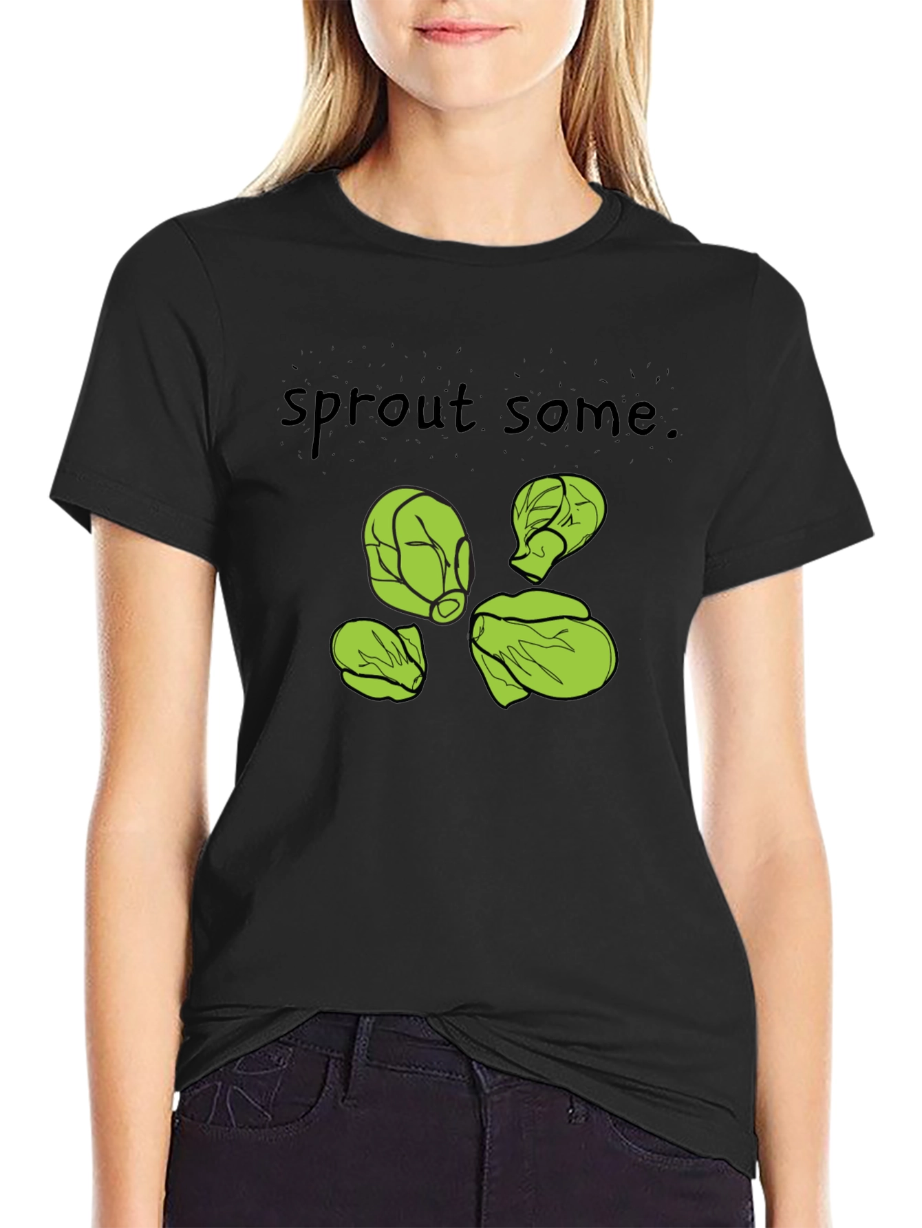 Sprout Some T-Shirt -  Black Cotton Humorous Design
