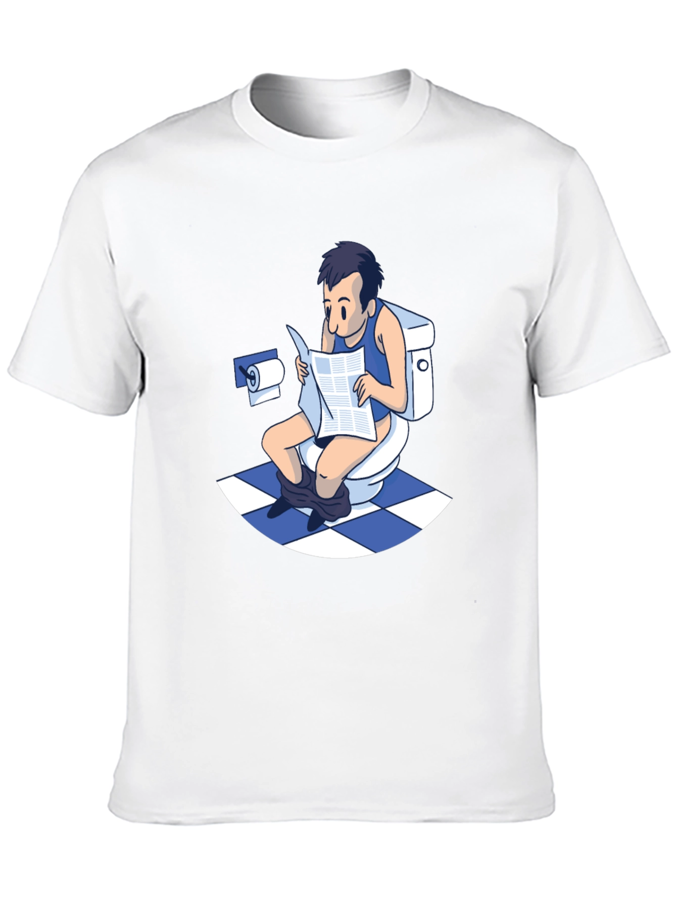 Toilet Humor T-Shirt - Man Reading Newspaper