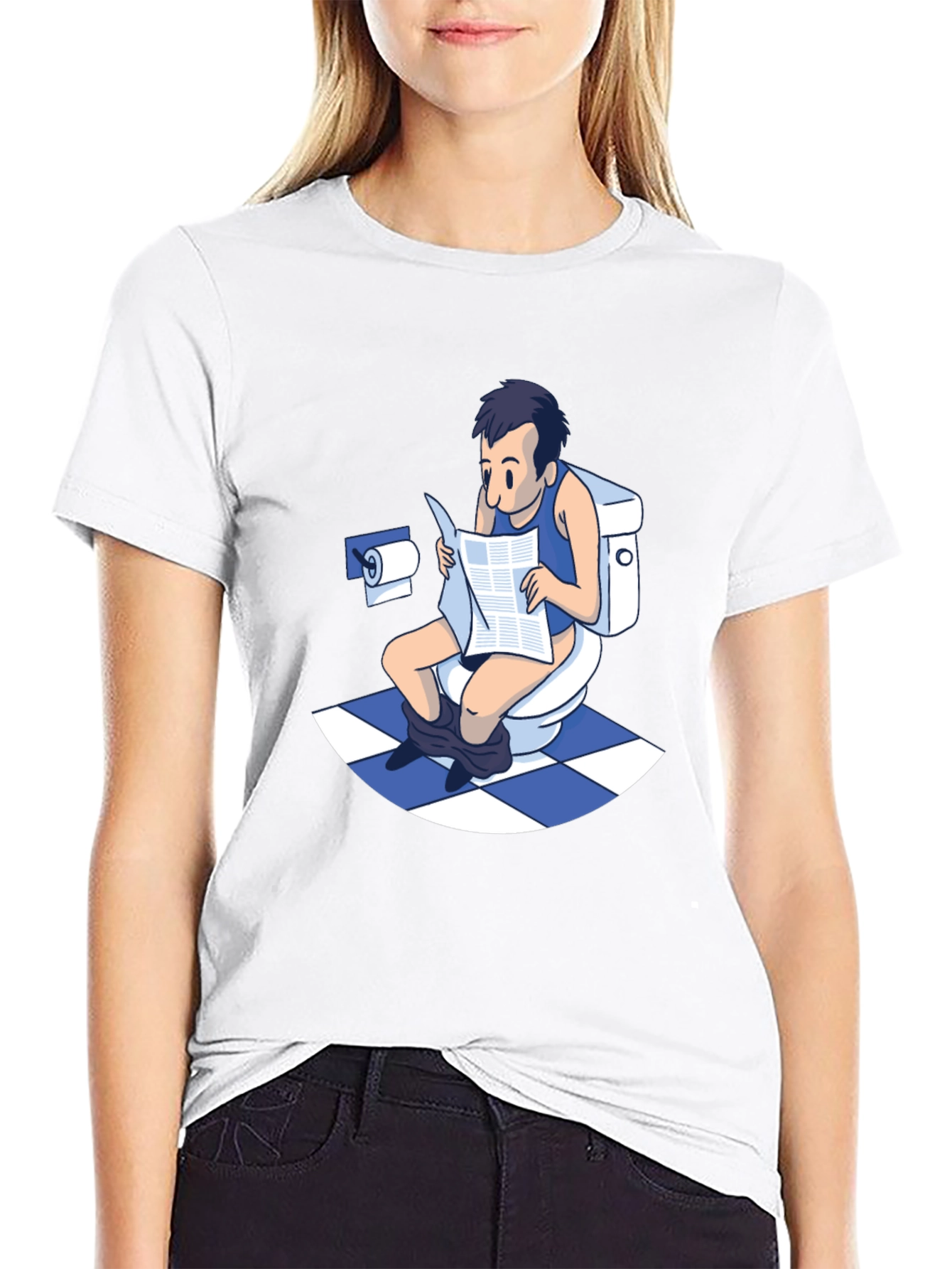 Toilet Humor T-Shirt - Man Reading Newspaper