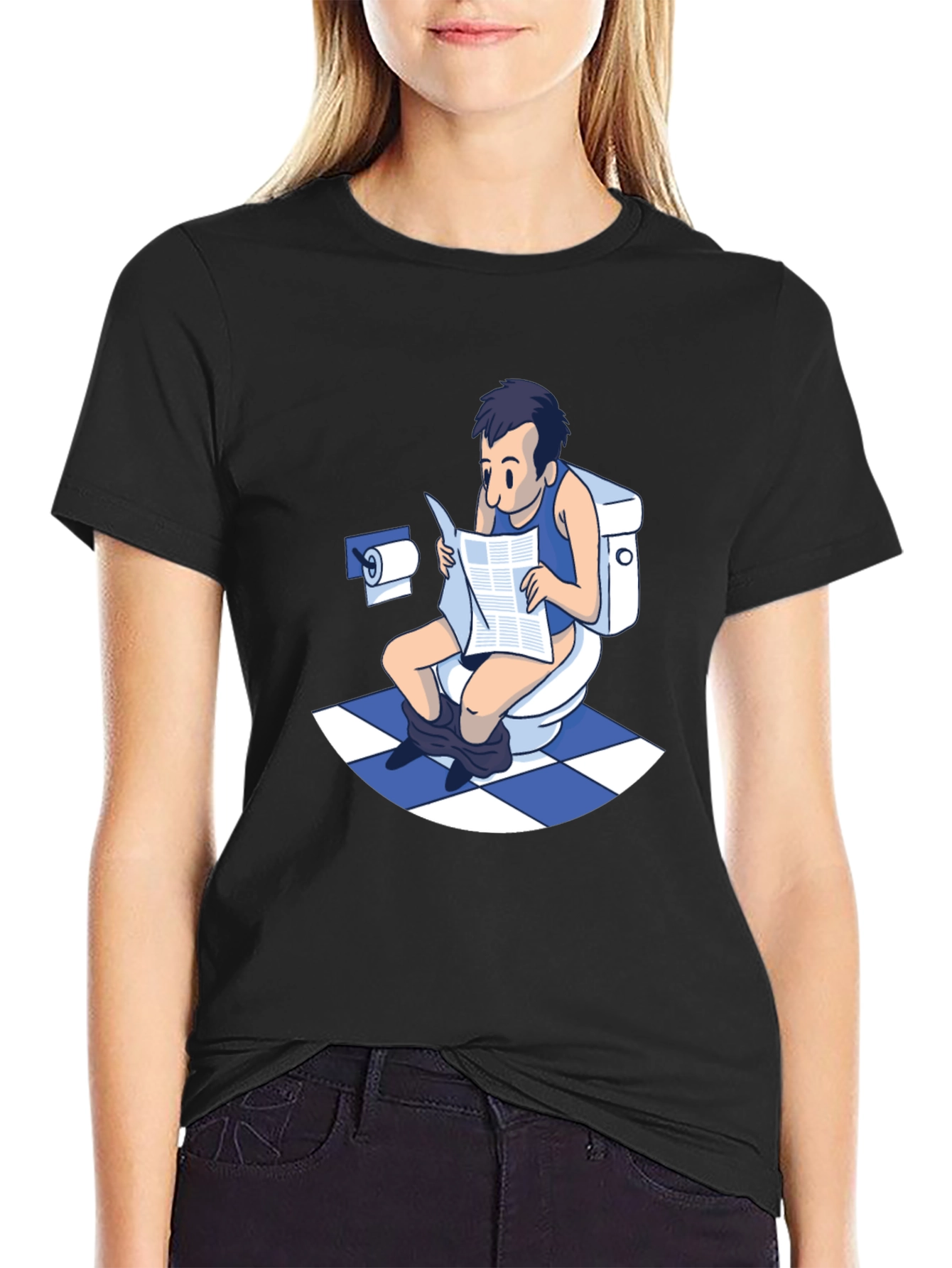 Toilet Humor T-Shirt - Man Reading Newspaper