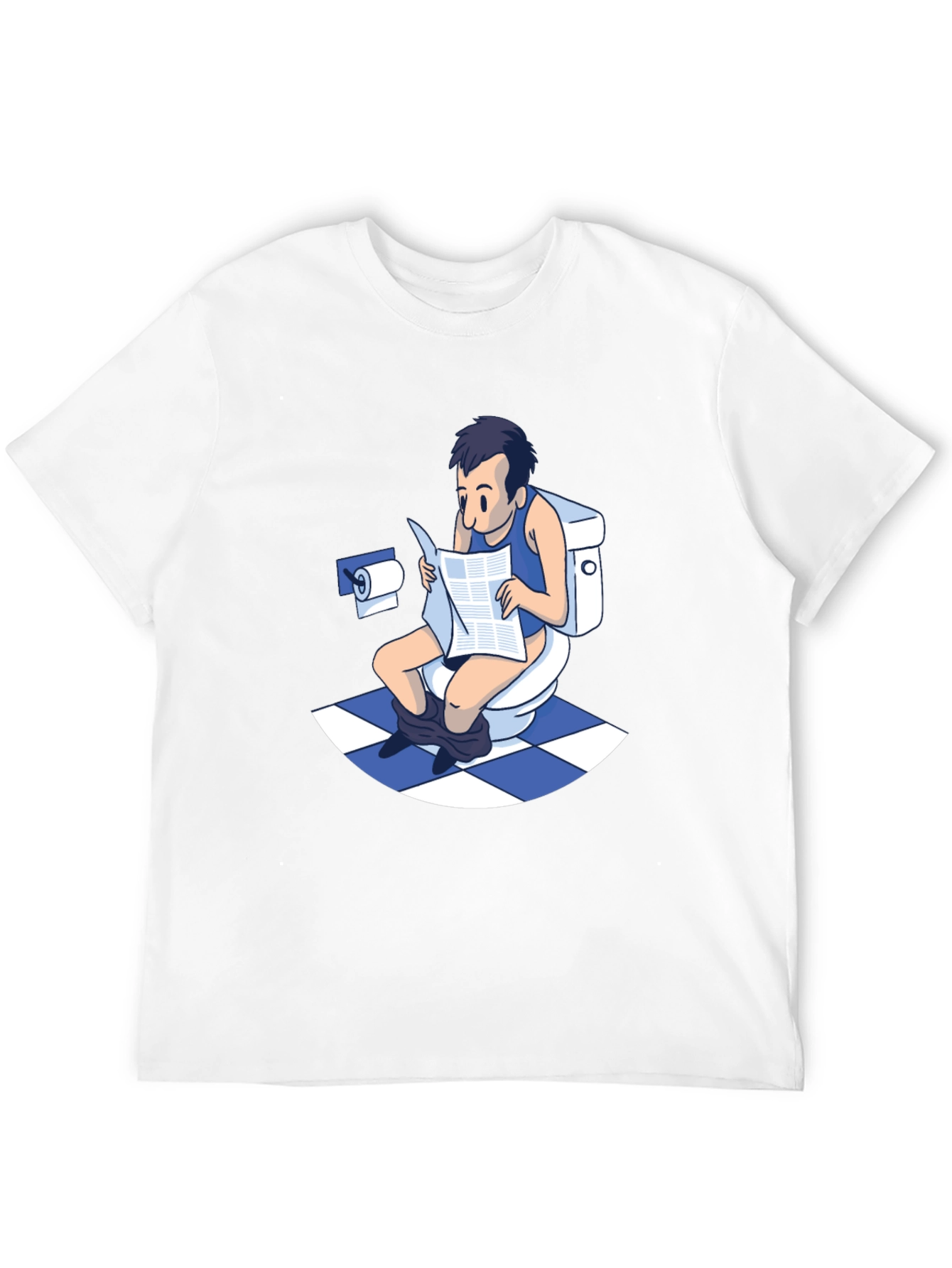 Toilet Humor T-Shirt - Man Reading Newspaper