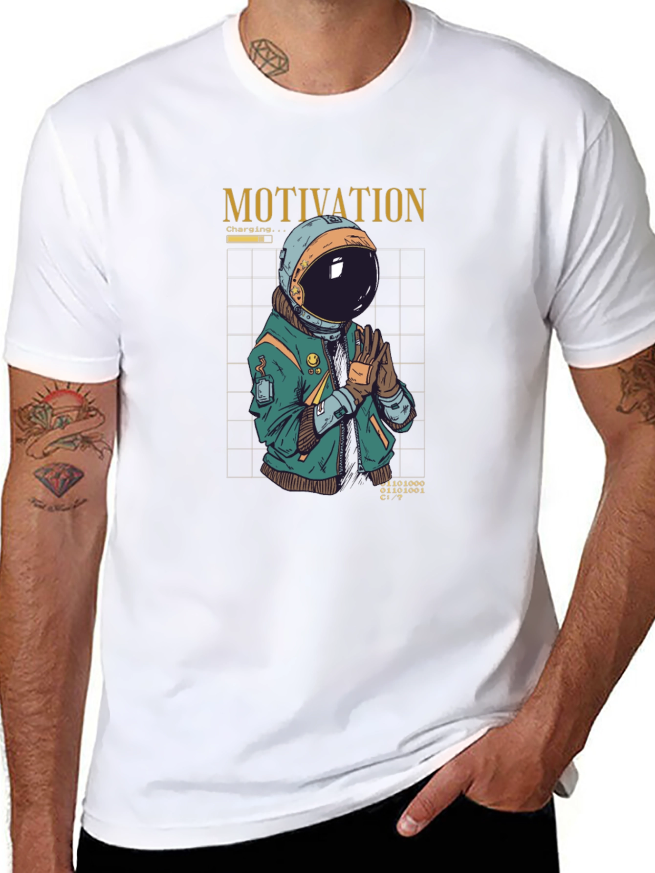 Motivation Astronaut Graphic T-Shirt - Black