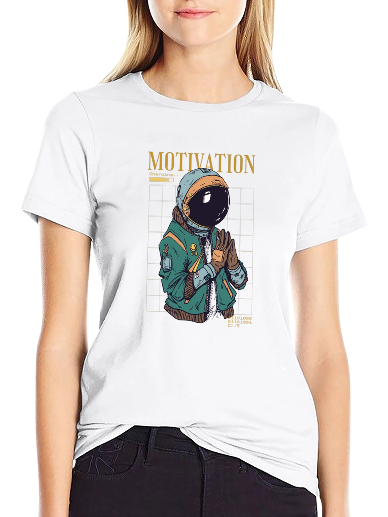 Motivation Astronaut Graphic T-Shirt - Black