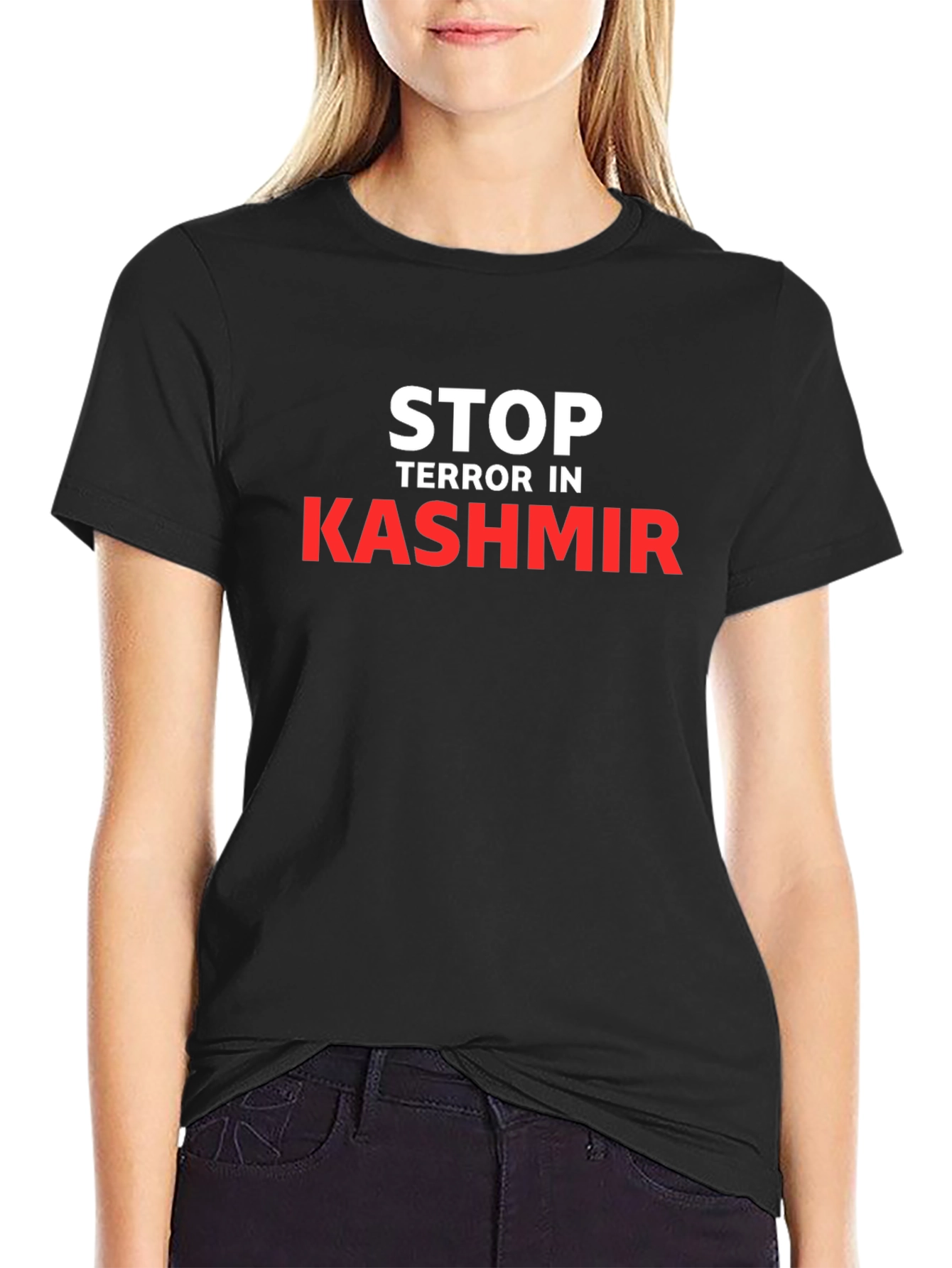 Stop Terror in Kashmir Black Graphic Tee