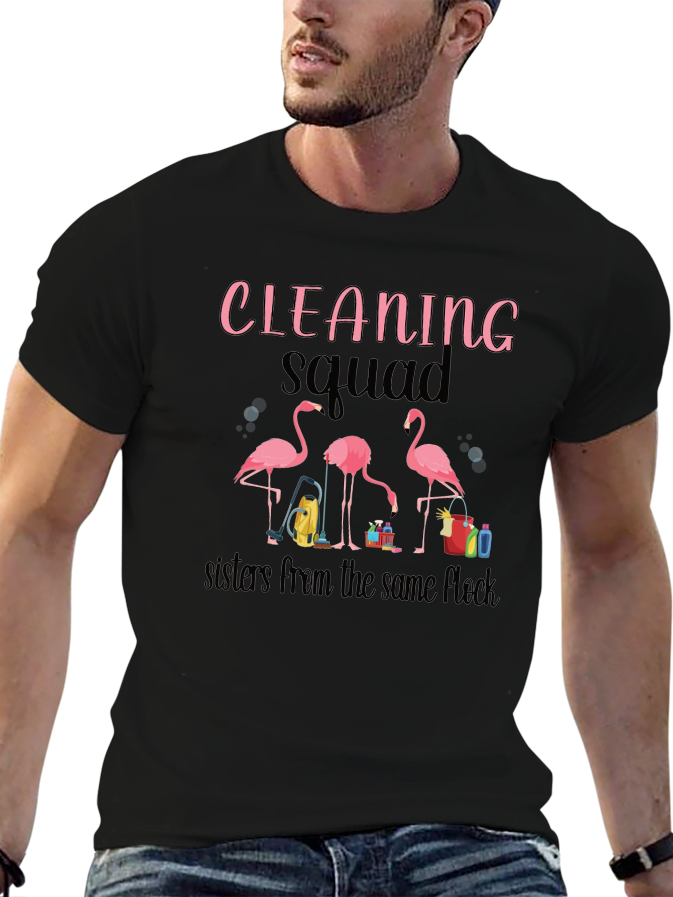 Cleaning Squad Flamingo Graphic T-Shirt