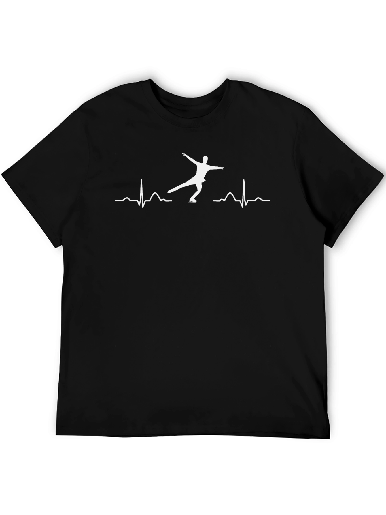 Ice Skating Heartbeat T-Shirt - Black Graphic Tee