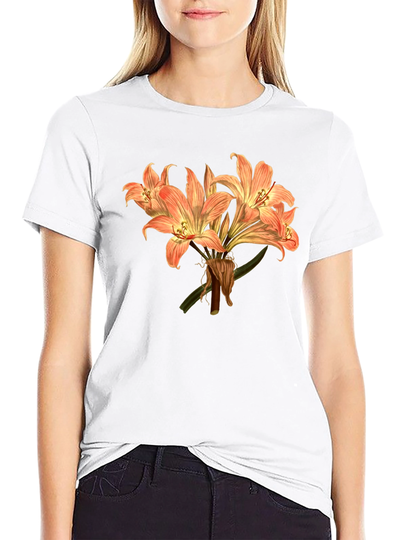 Floral T-Shirt Botanical Print Mens Black Tee
