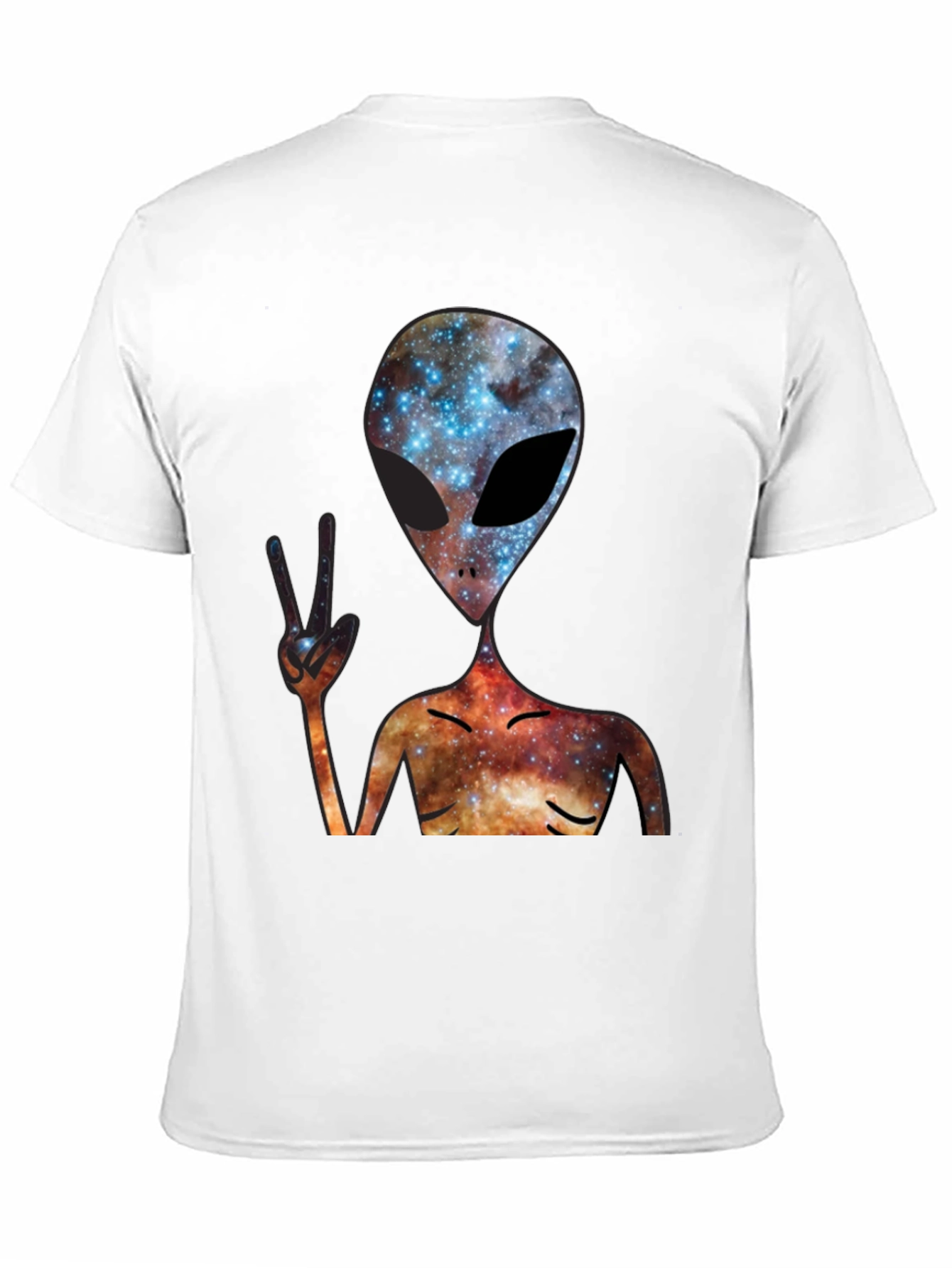 Cosmic Alien Peace Sign Black T-Shirt